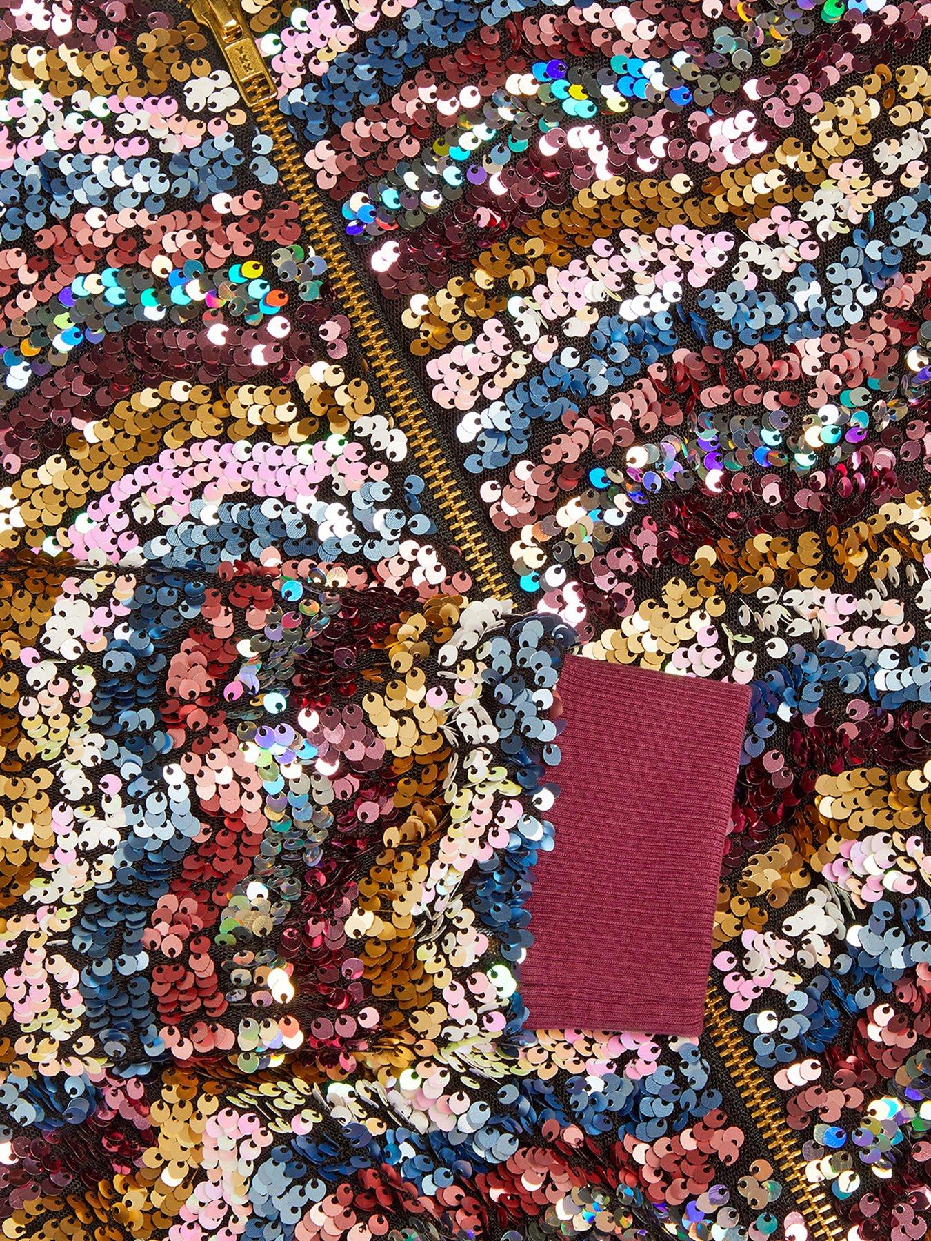 Image 4 of 4 of Monsoon Girls Le Merais Wavy Sequin Bomber Jacket - Multi