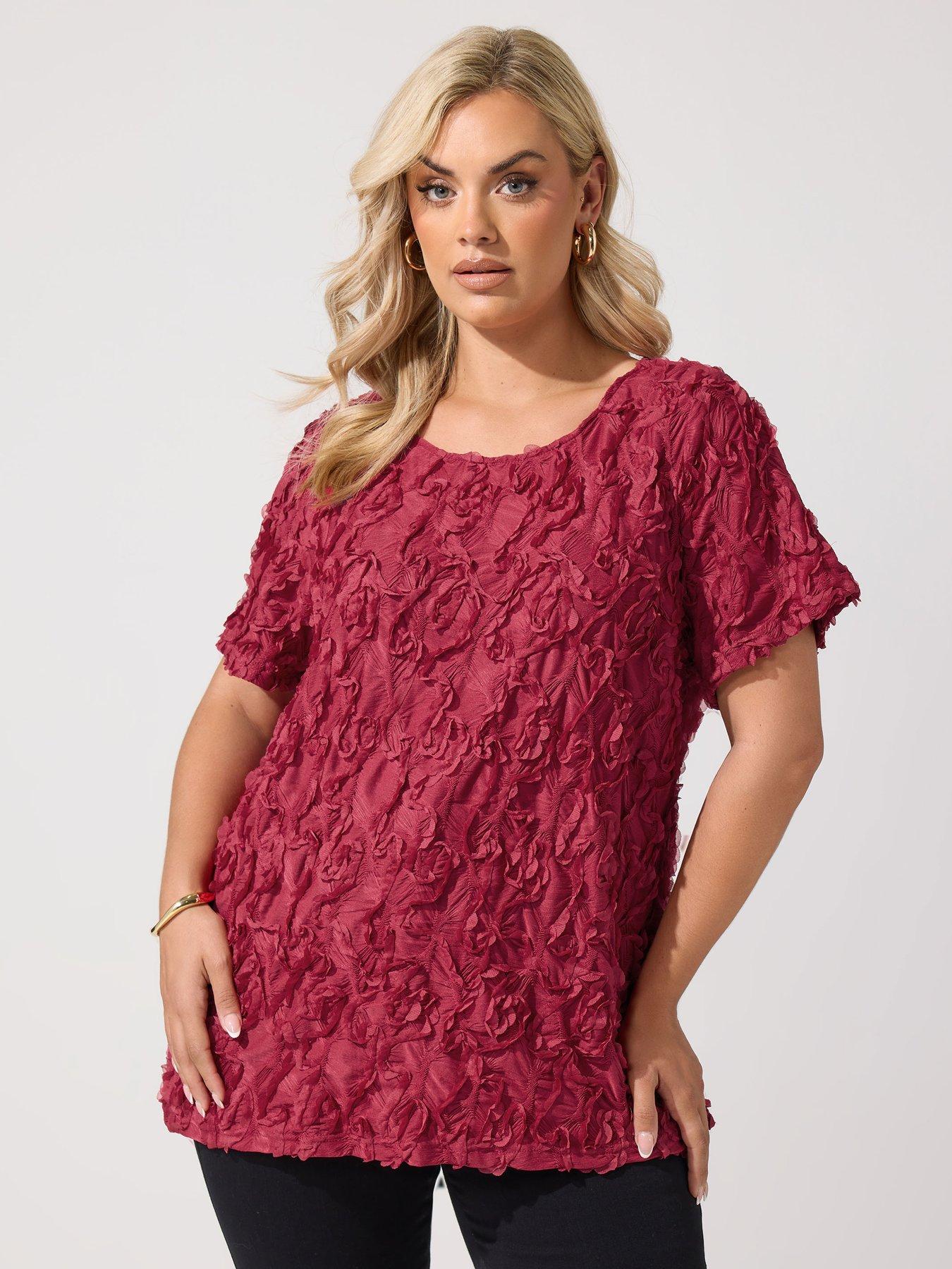 Image 1 of 4 of Yours Curve 3D Abstract Top - Red