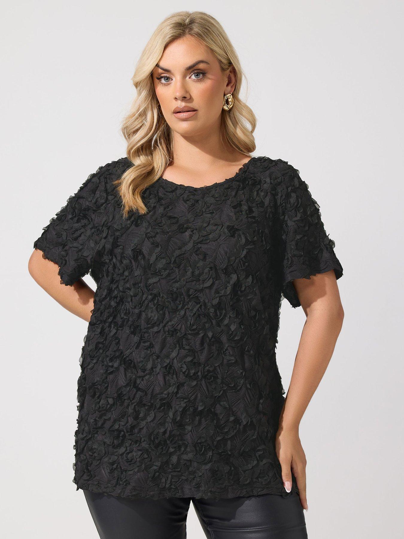 Image 1 of 4 of Yours Curve 3D Abstract Top - Black