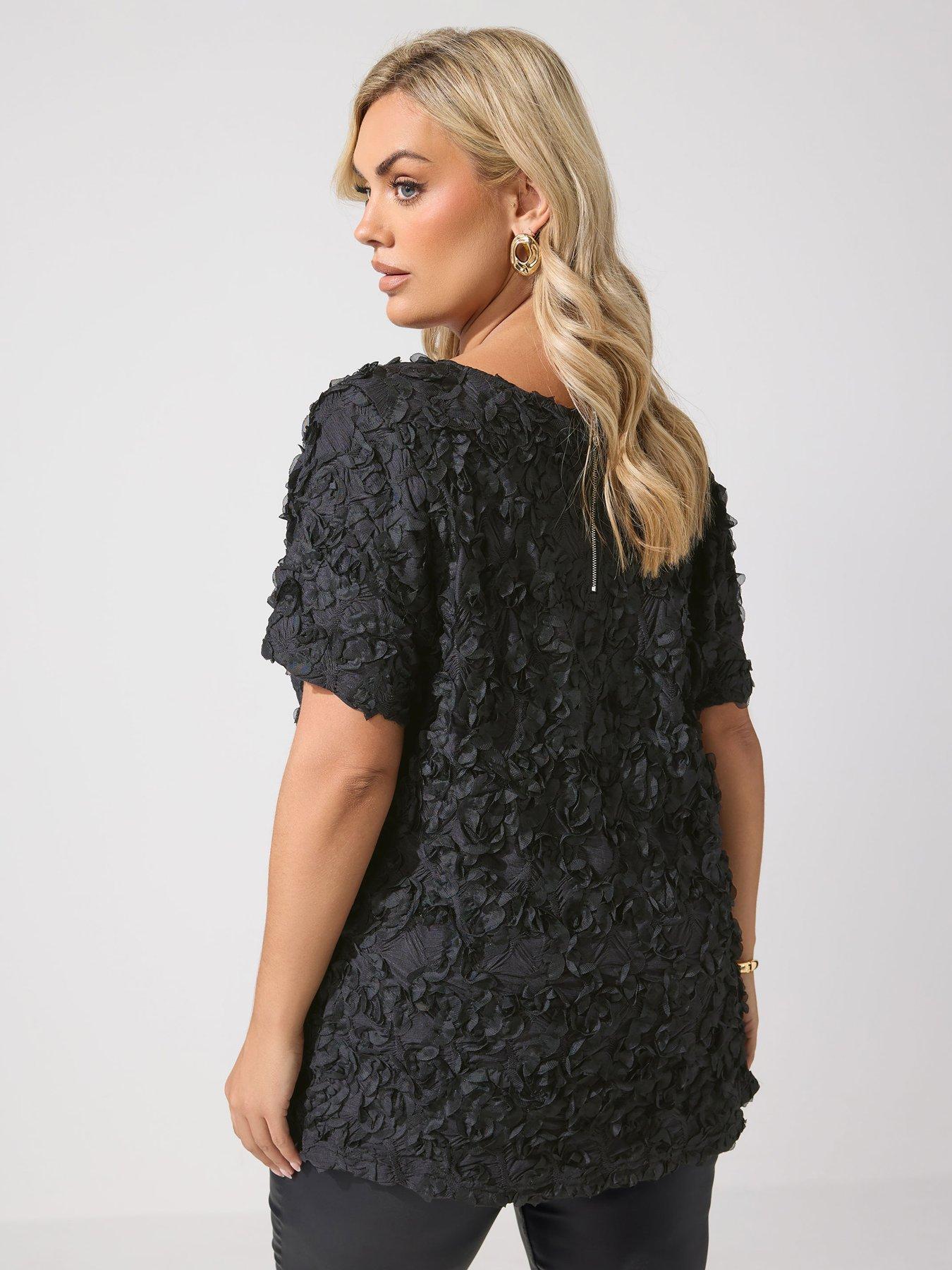 Image 2 of 4 of Yours Curve 3D Abstract Top - Black