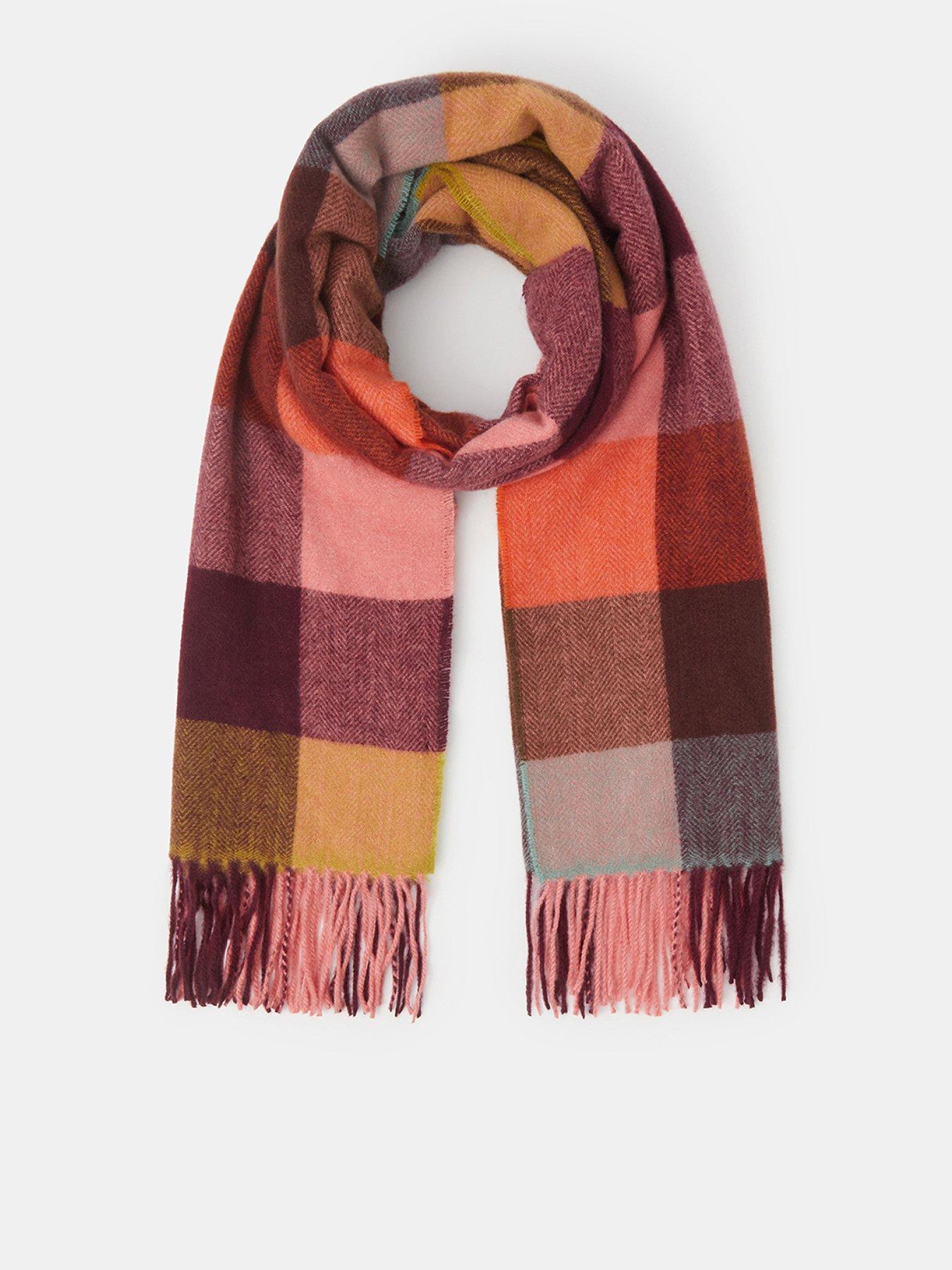 Image 1 of 2 of Accessorize Womens Sadie Check Blanket Soft-Touch Fringe Scarf - Multi