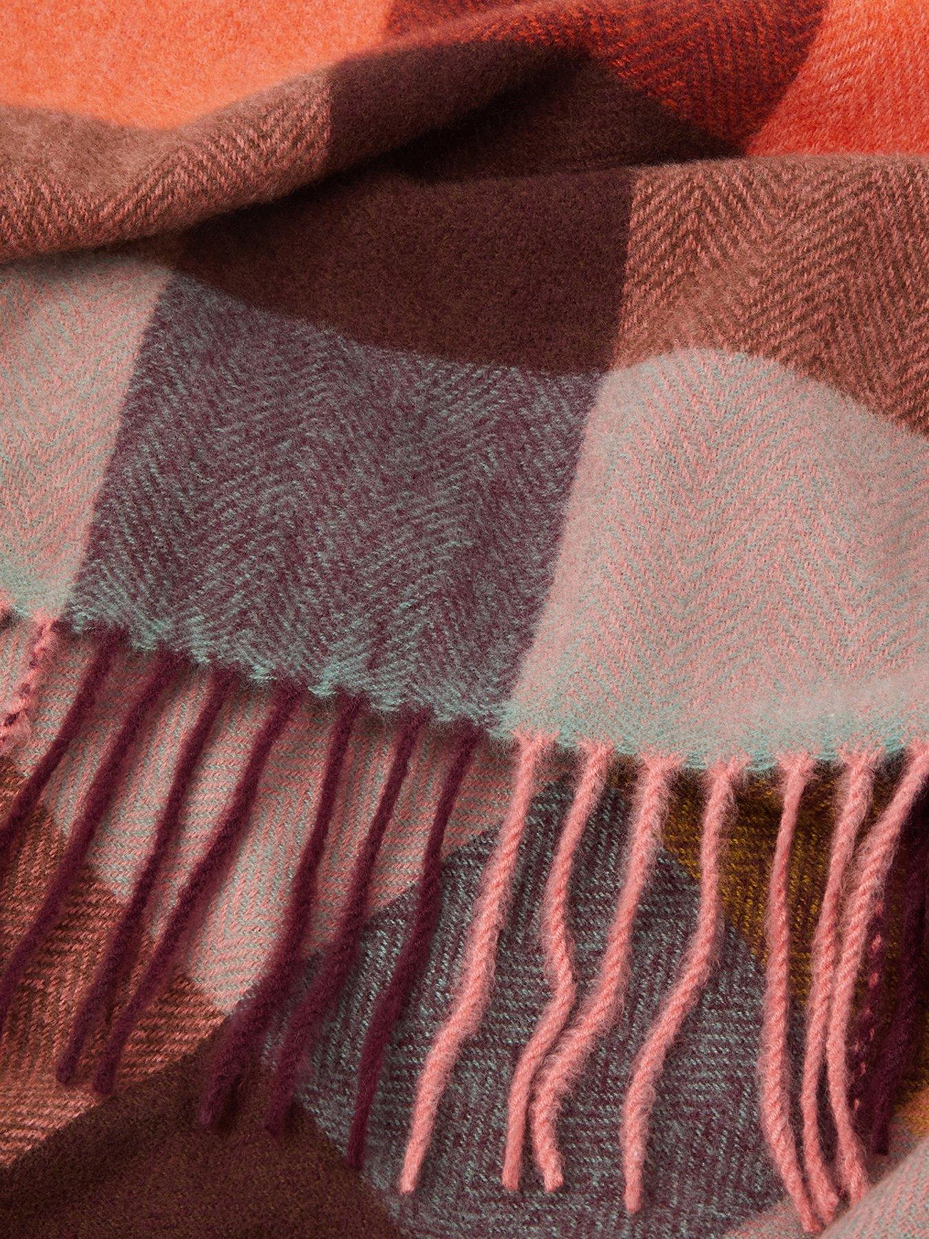 Image 2 of 2 of Accessorize Womens Sadie Check Blanket Soft-Touch Fringe Scarf - Multi