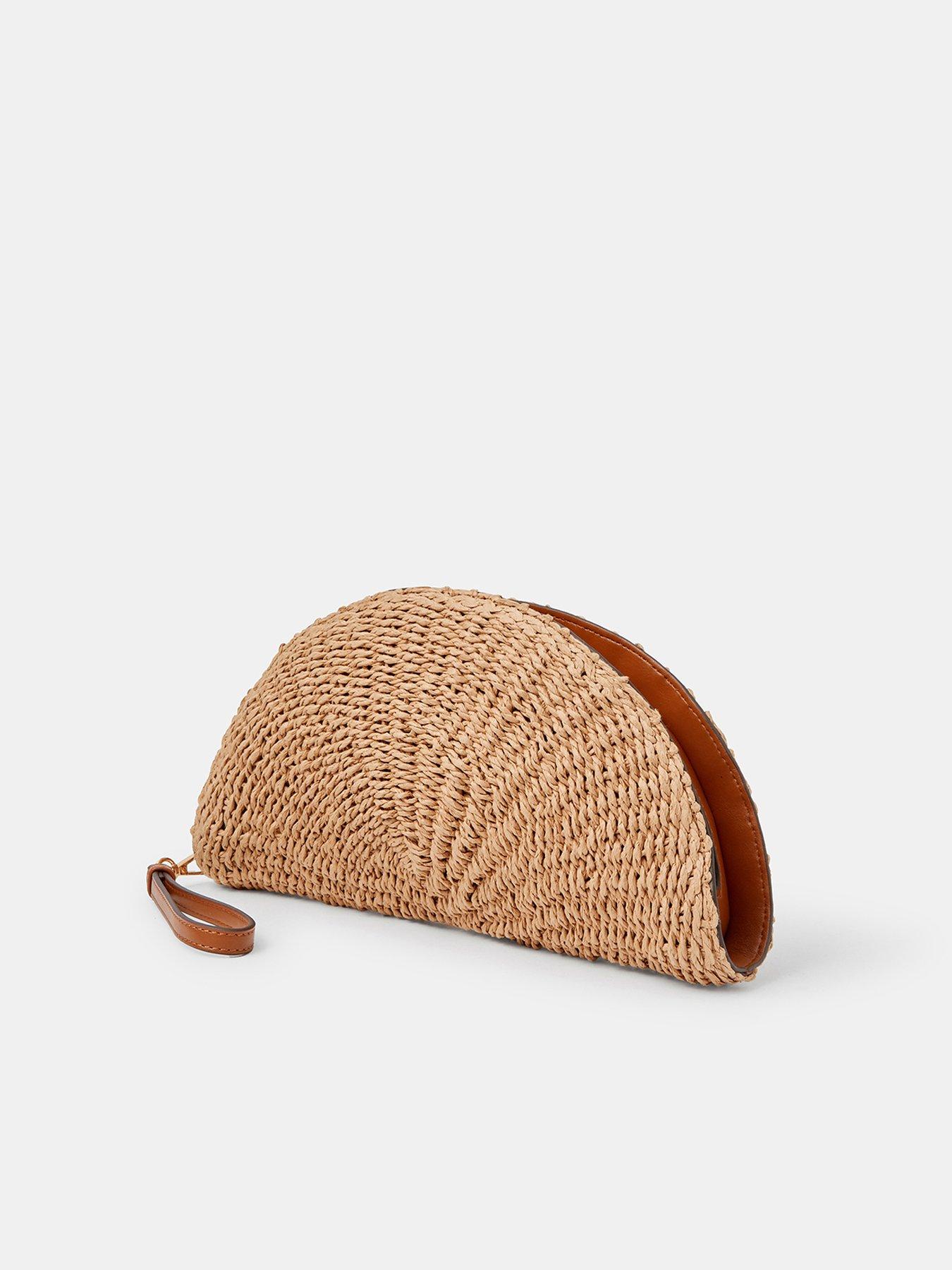 Image 3 of 5 of Accessorize Palm Tree Crescent Clutch Bag - Beige