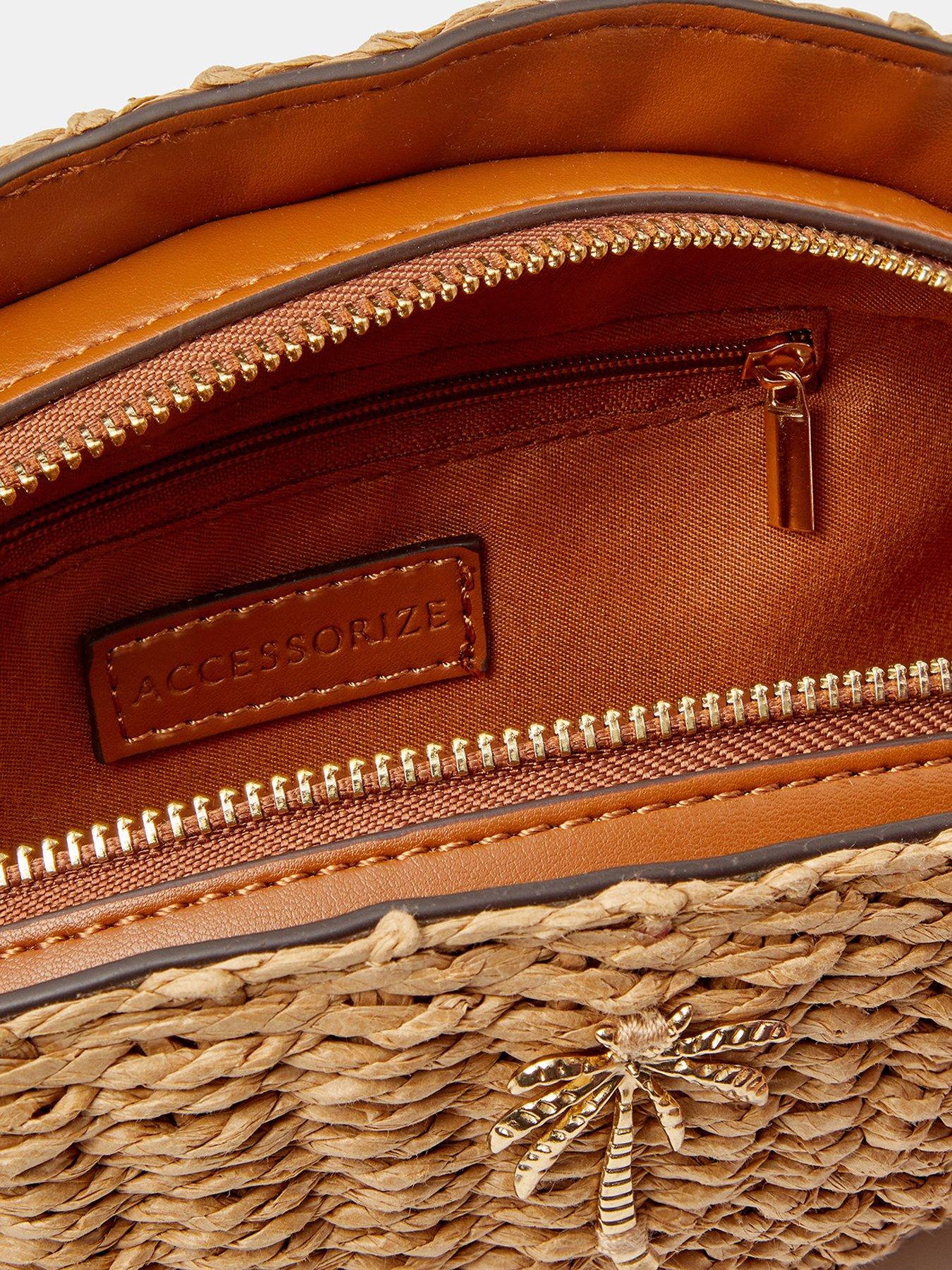 Image 5 of 5 of Accessorize Palm Tree Crescent Clutch Bag - Beige