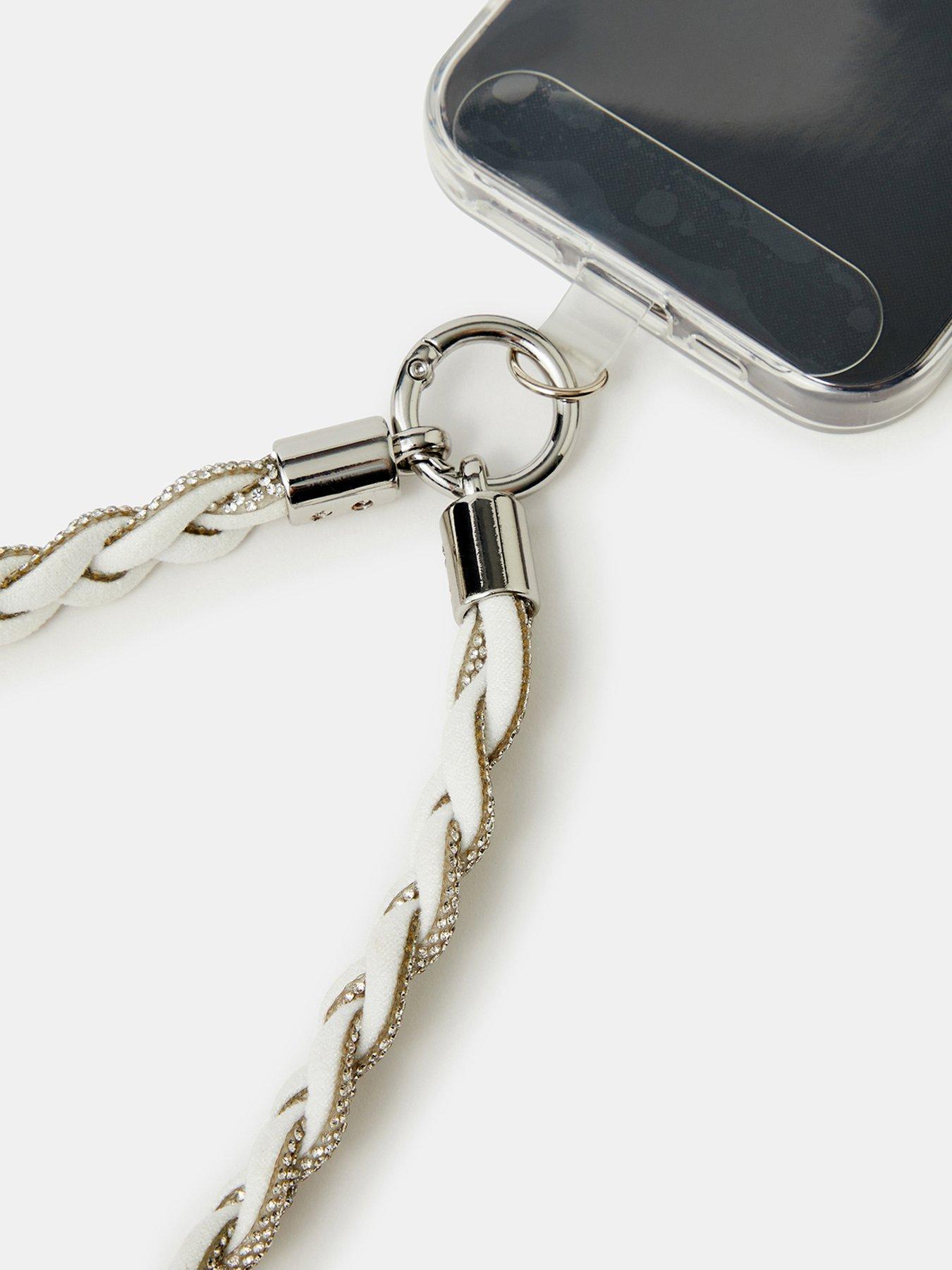 Image 2 of 2 of Accessorize Accessorize Plaited Diamante Wrist Strap - Silver