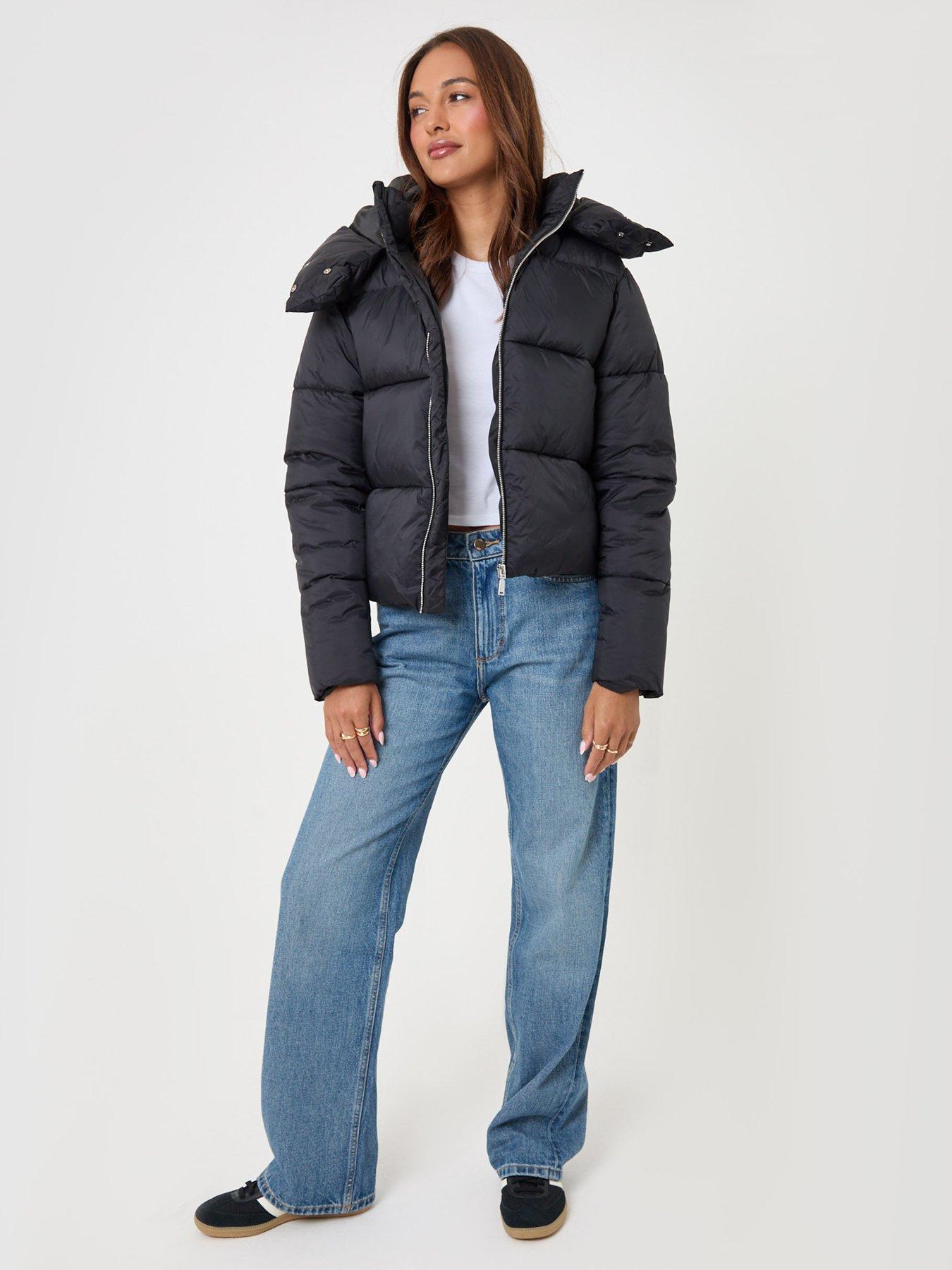 Image 3 of 4 of Threadbare Showerproof Funnel Neck Puffer Coat In Black