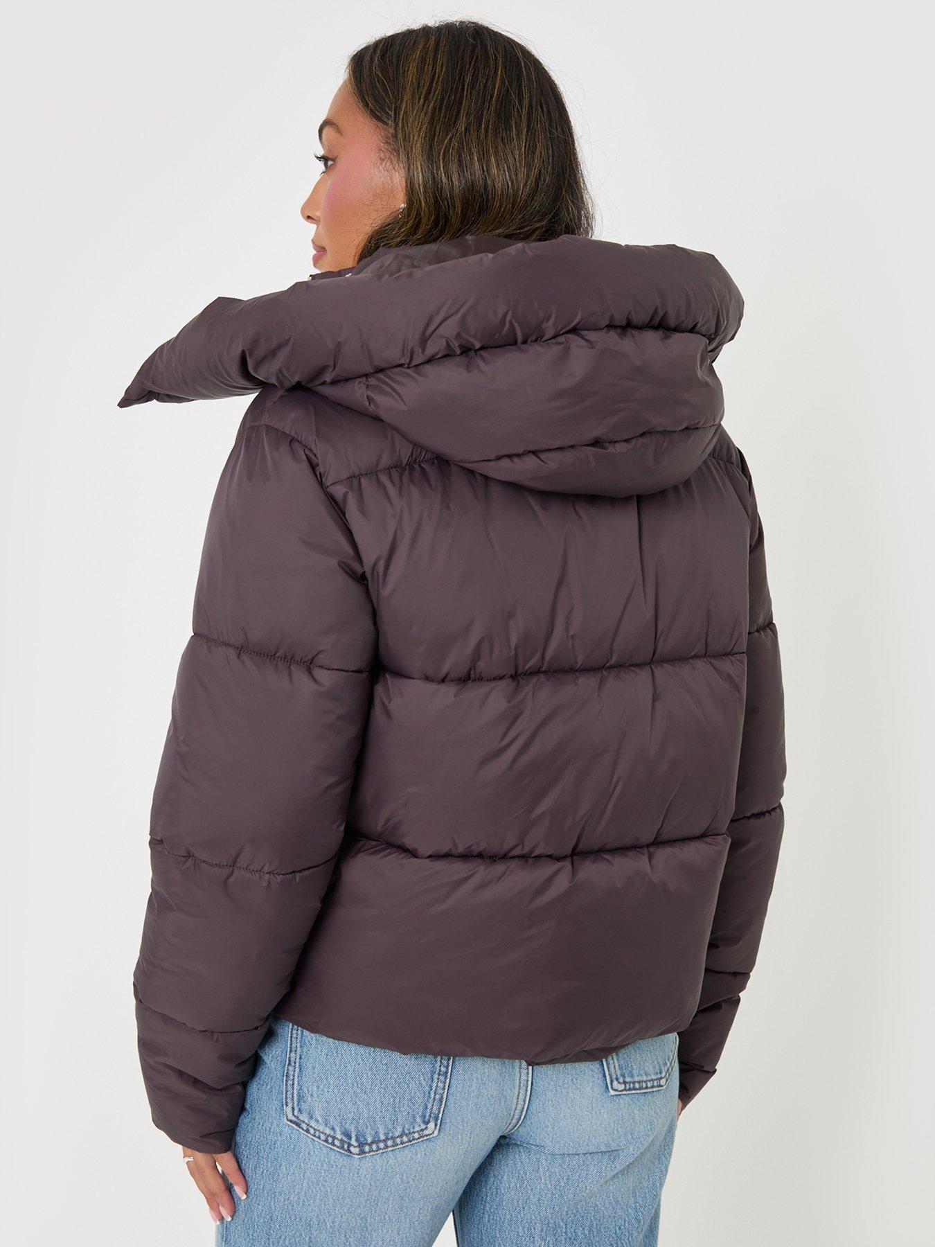 Image 2 of 4 of Threadbare Womens Showerproof Funnel Neck Hooded Puffer Coat - Brown
