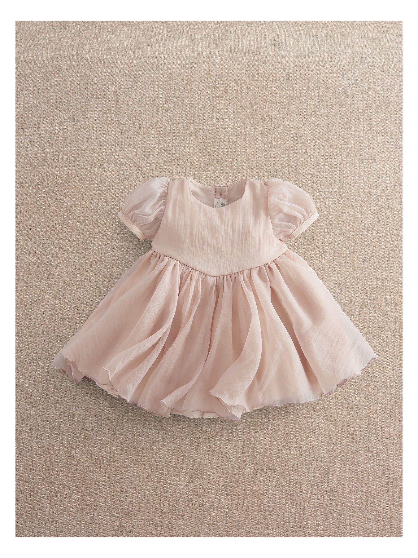 Mamas & Papas Baby Girls Bubble Sleeve Dress - Pink
