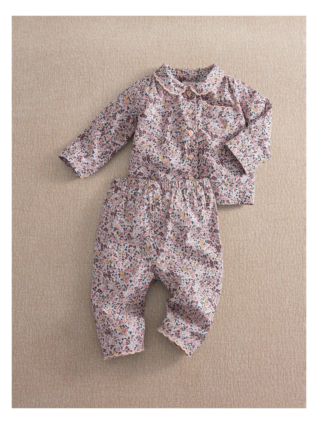 Image 1 of 3 of Mamas & Papas Baby Girls Vintage Floral Woven Pyjamas - Multi