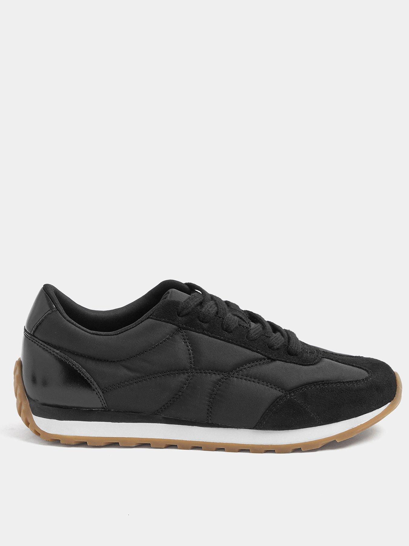 Yours Curve Extra Wide Fit Black Quilted Trainers - Black