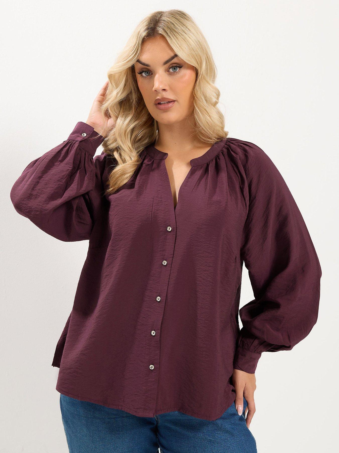 Yours Curve Button Through Blouse - Red