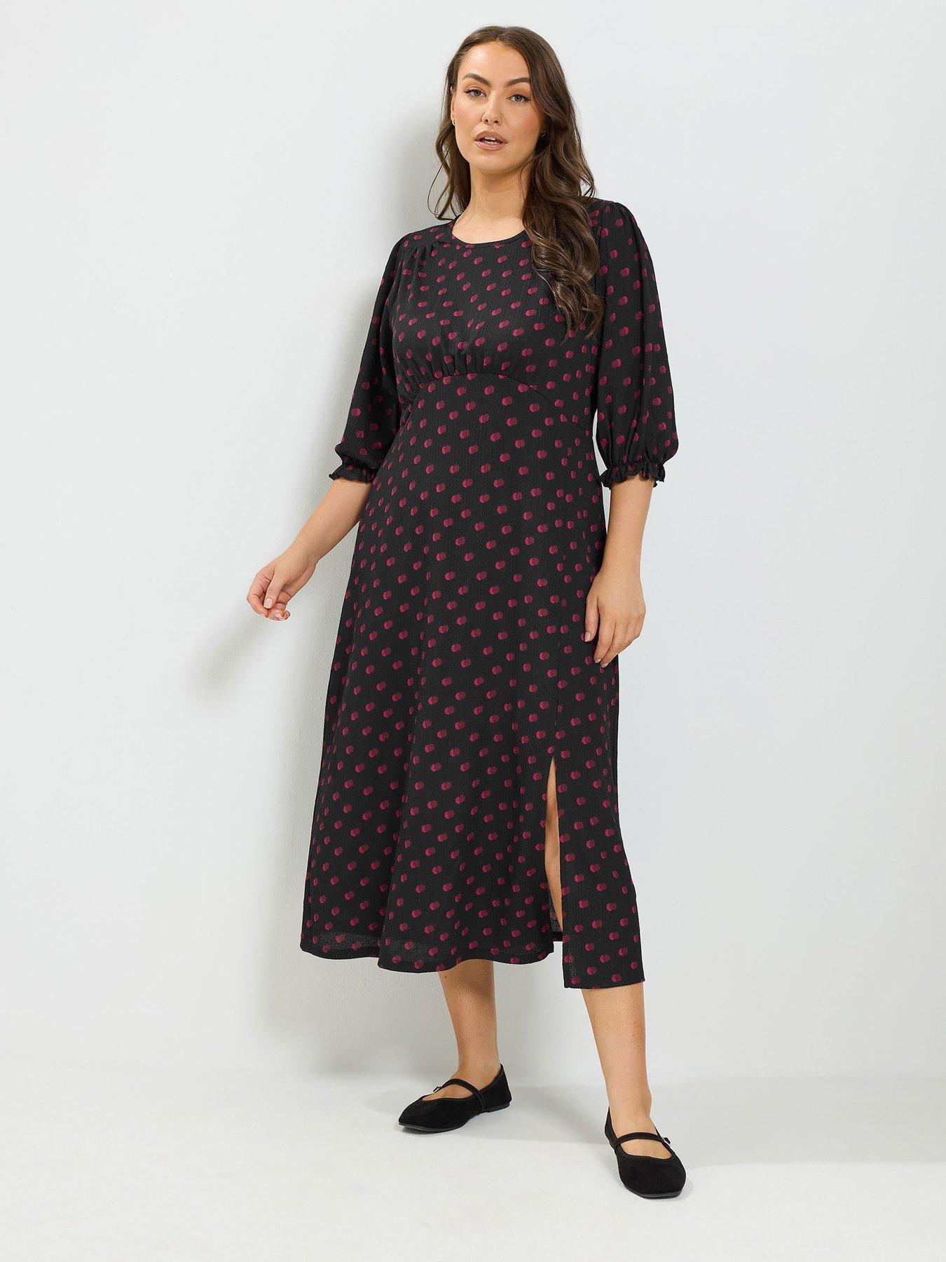 Yours Curve Midi Tea Dress - Black