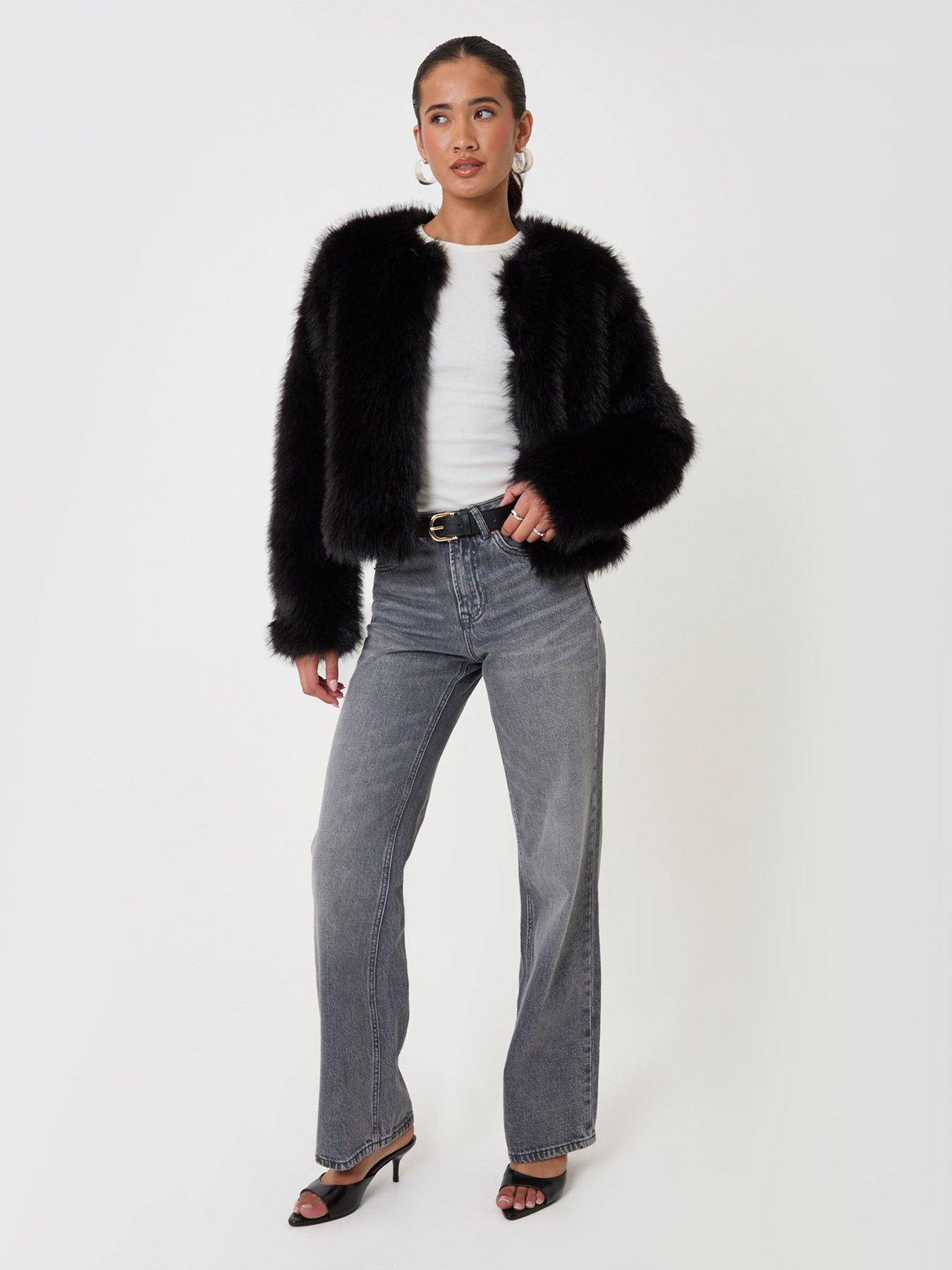 Image 3 of 4 of Threadbare Faux Fur Collarless Jacket In Black