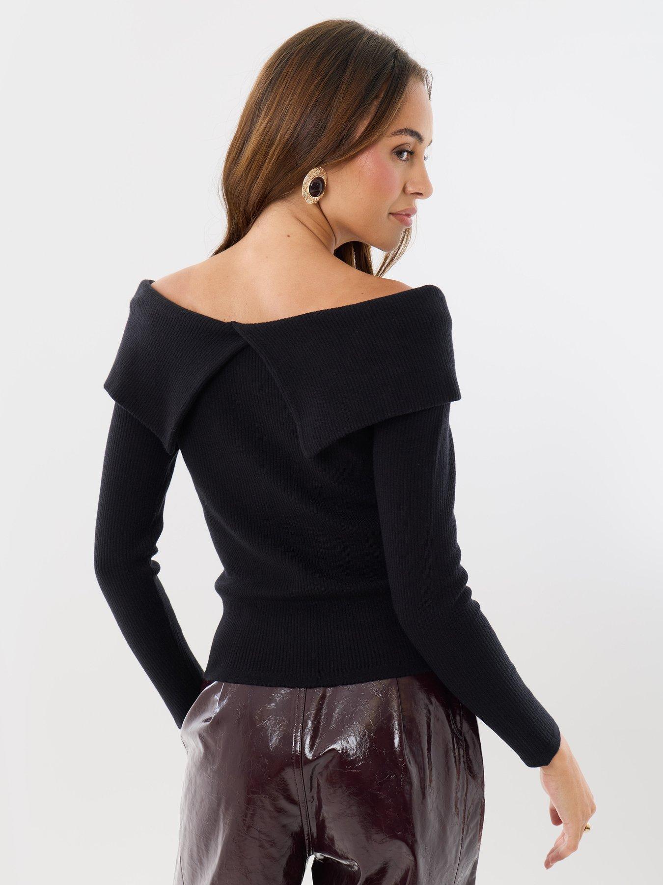 Image 2 of 4 of Threadbare Ladies Bowina Bardot Knit Jumper - Black
