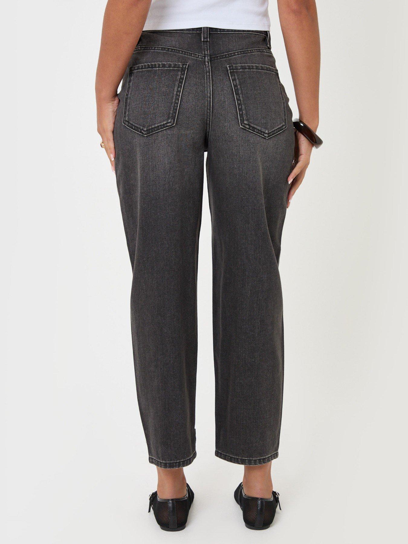 Image 3 of 5 of Threadbare Womens Strap Cuff Barrel Leg Jeans - Black