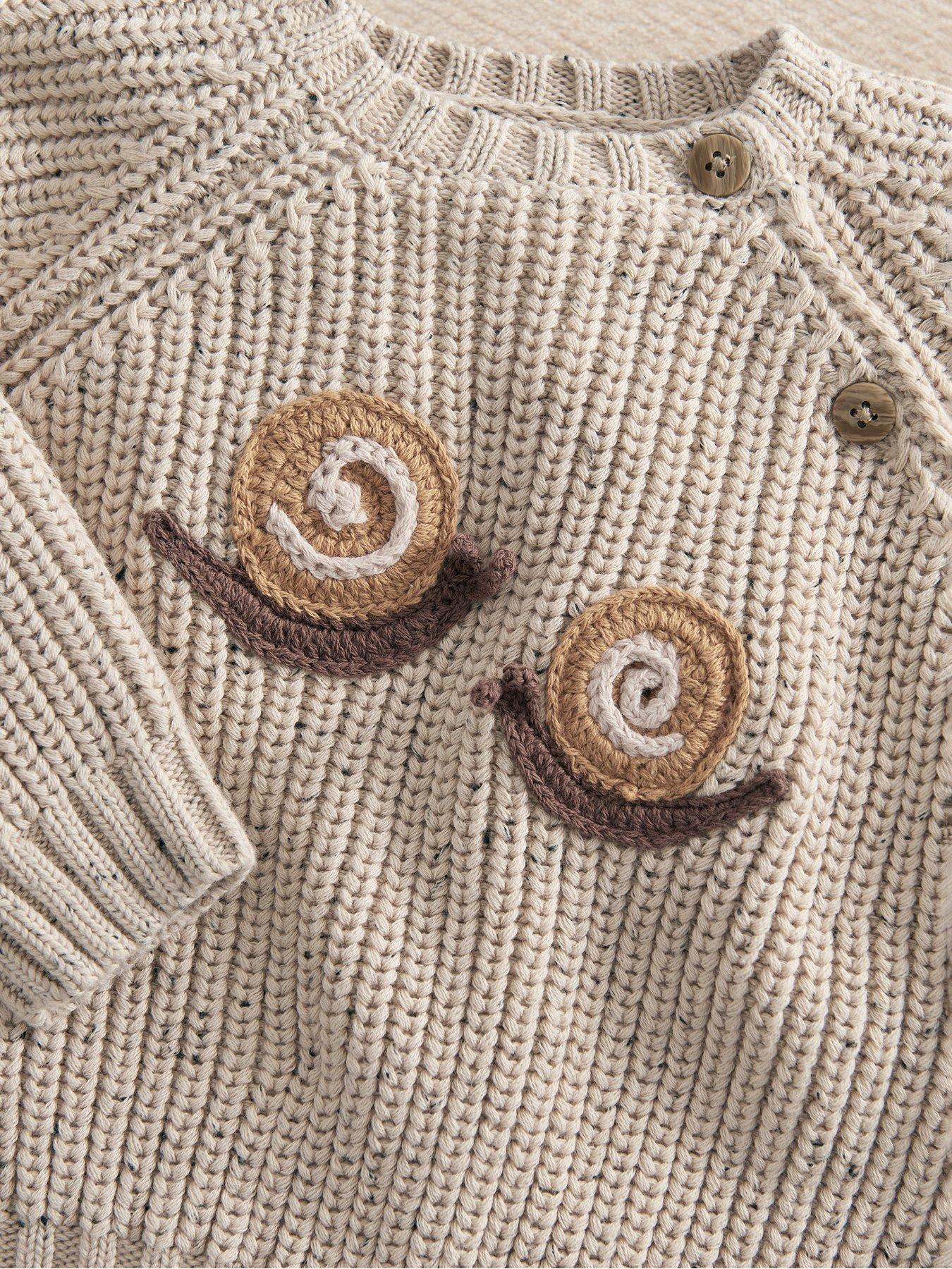 Image 7 of 7 of Mamas & Papas Baby Unisex 2 Piece Snail Knitted Jumper &amp; Trousers Set - Beige