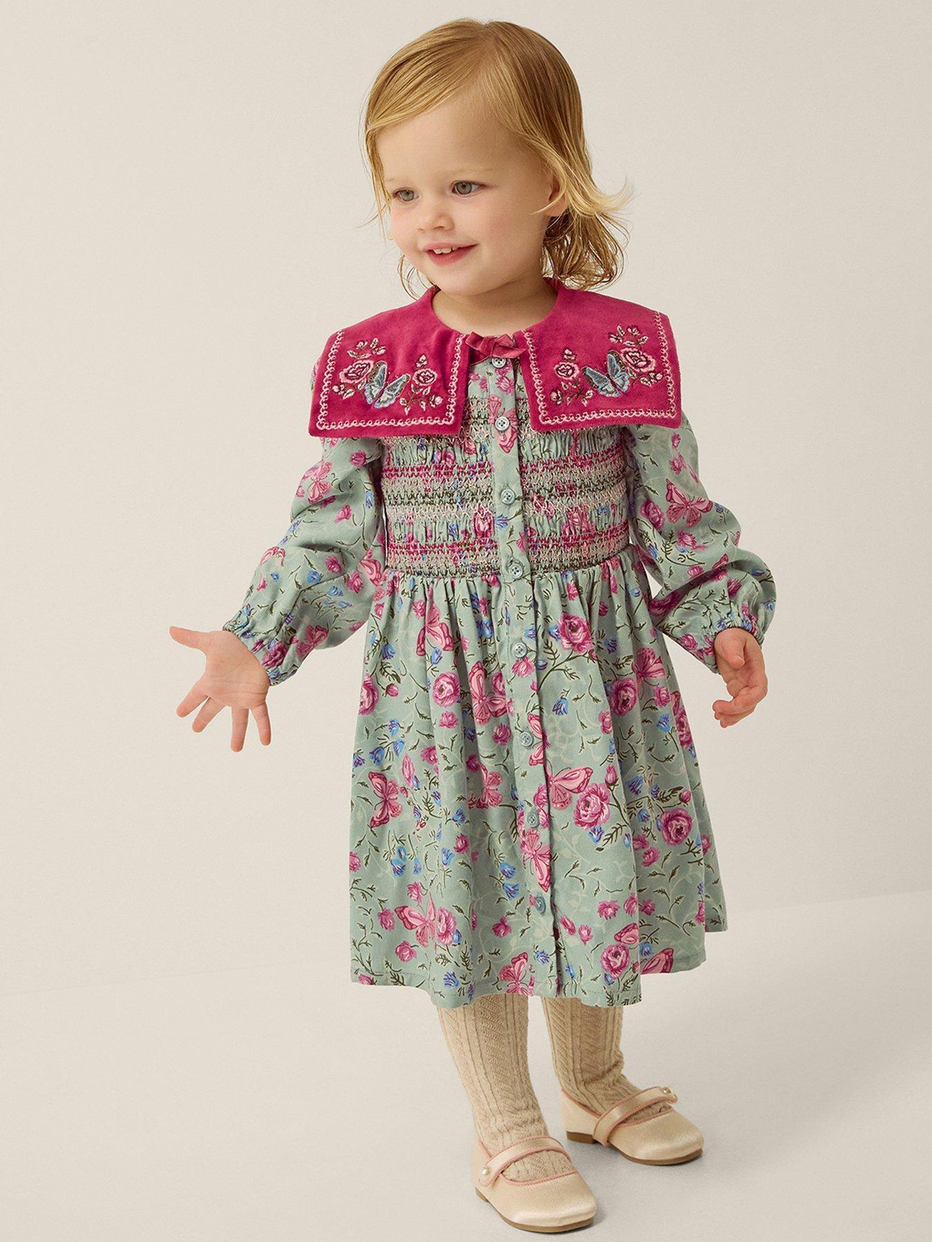 Monsoon Baby Girls Ditsy Collar Dress - Green