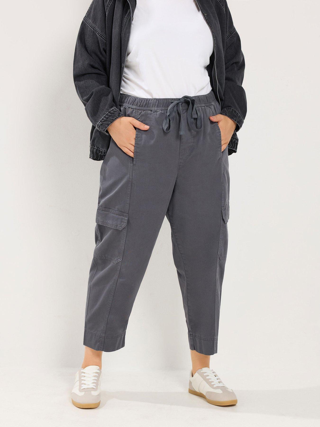 Yours Curve Cargo Twill Tapered Trouser - Grey