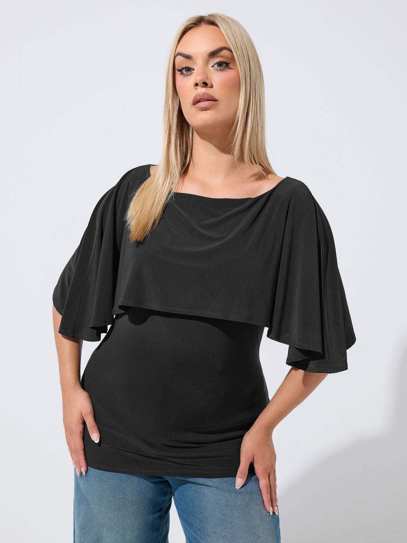 Yours Curve Cape Top - Black