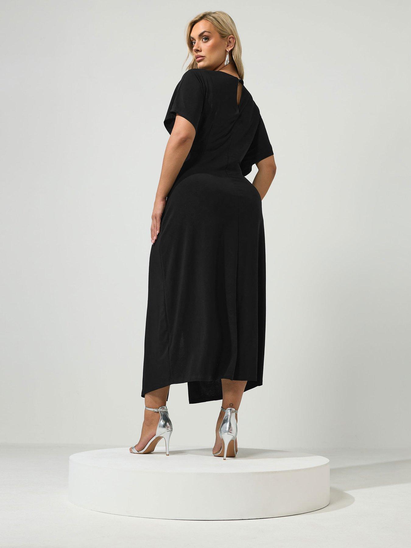 Image 2 of 4 of Yours Curve Knot Front Dress - Black