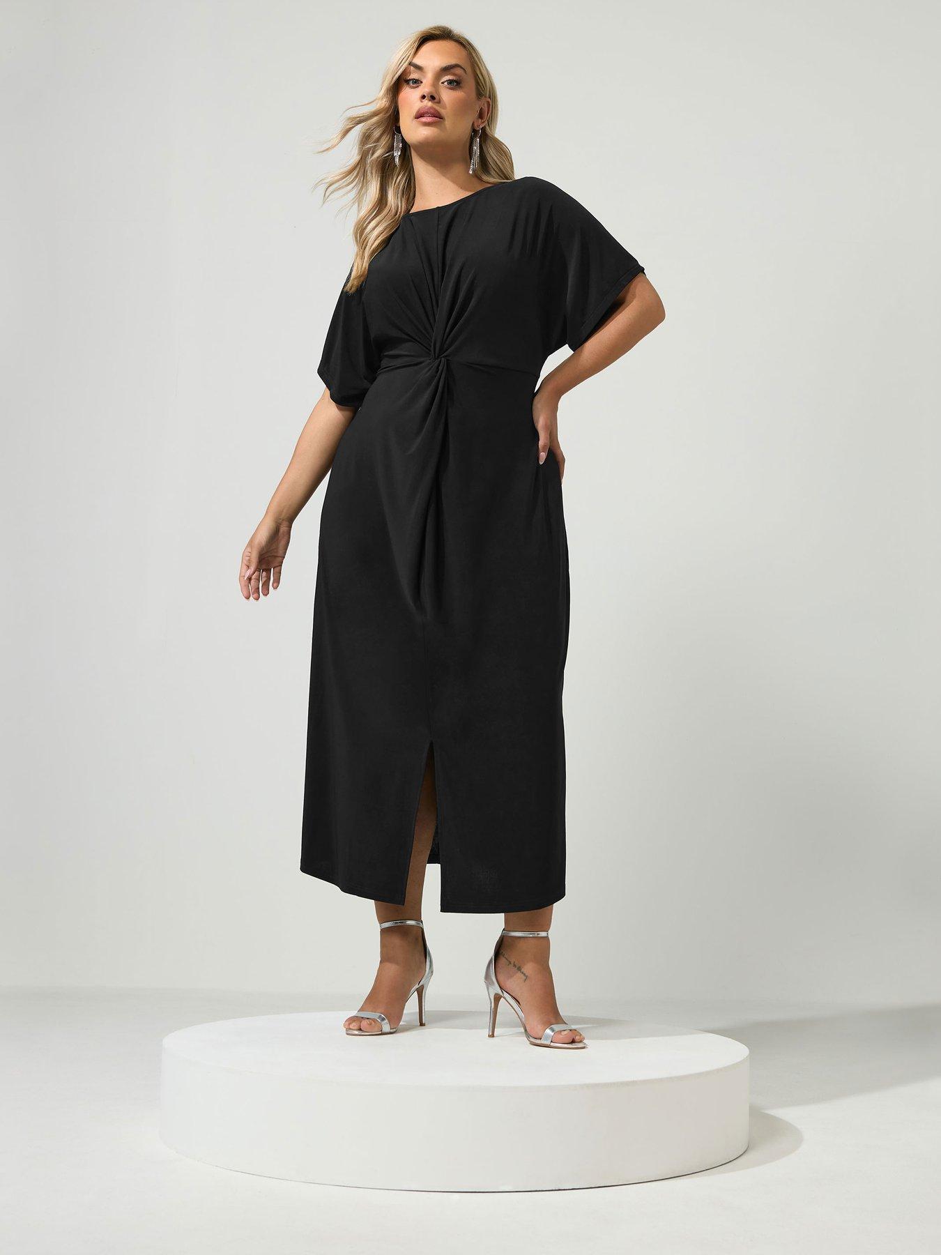 Image 3 of 4 of Yours Curve Knot Front Dress - Black