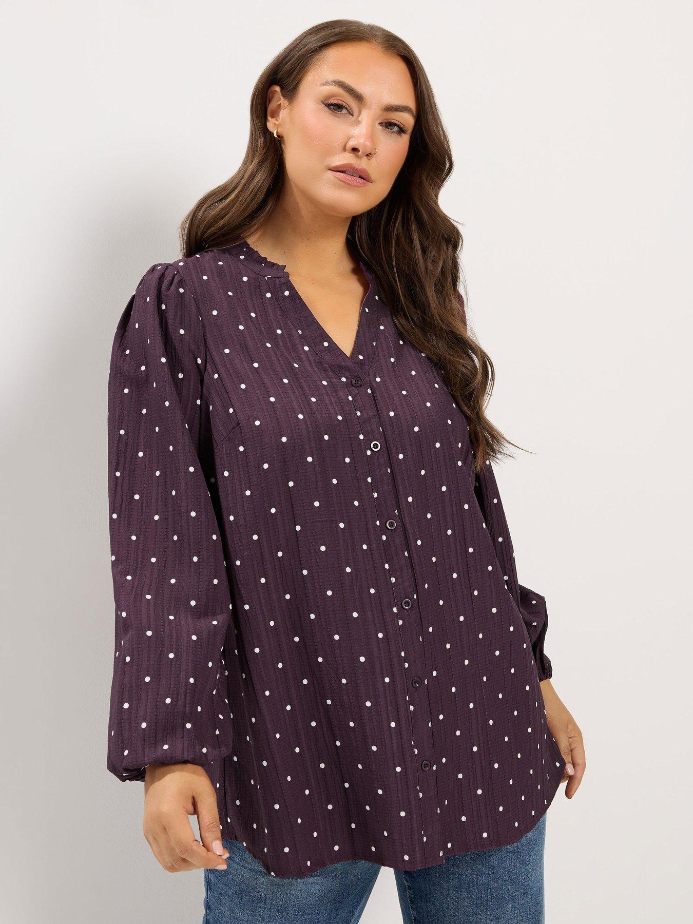 Yours Curve Textured Notch Neck Top - Purple