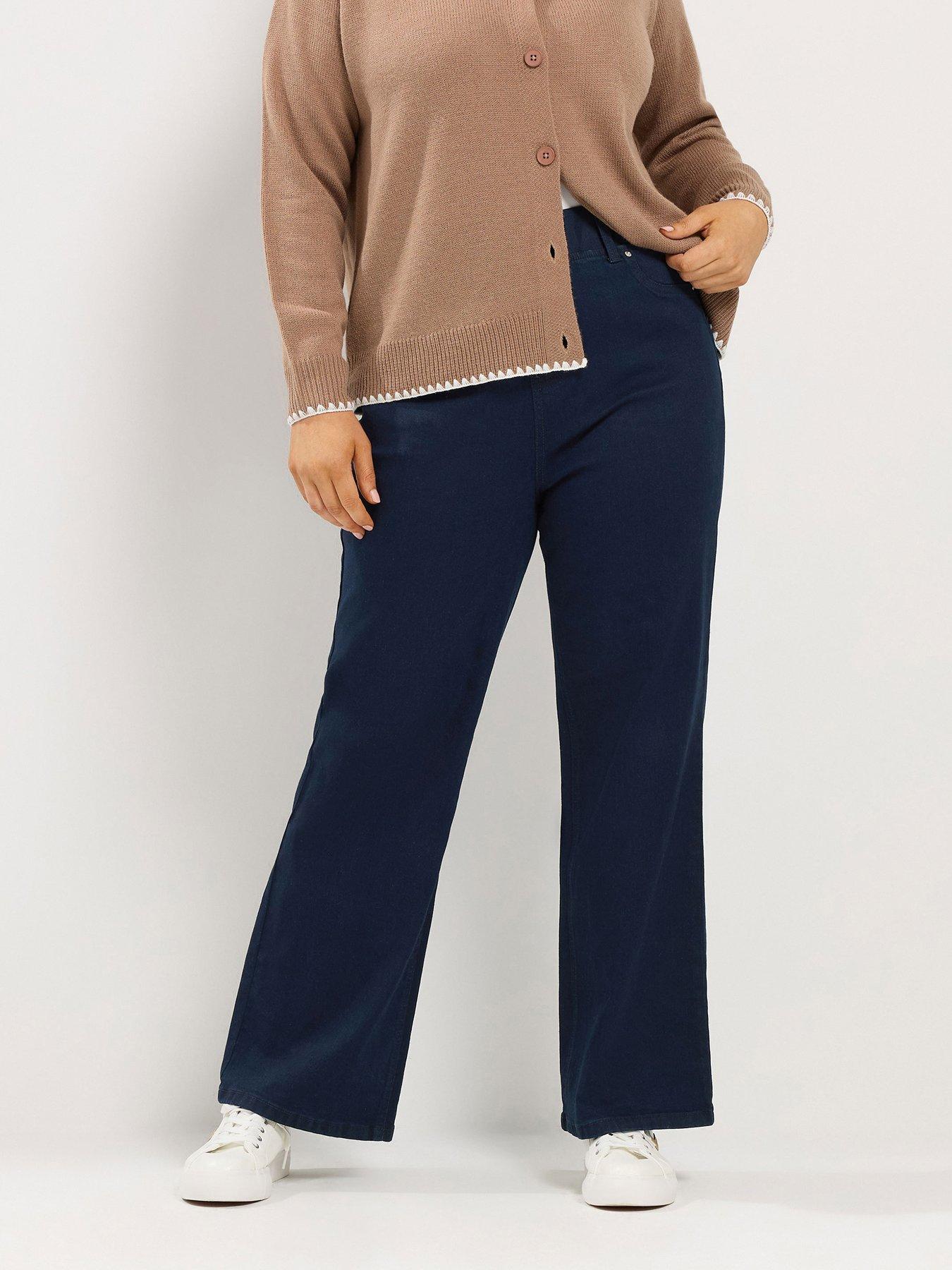 Image 1 of 4 of Yours Curve Wide Leg Jegging 28" - Blue