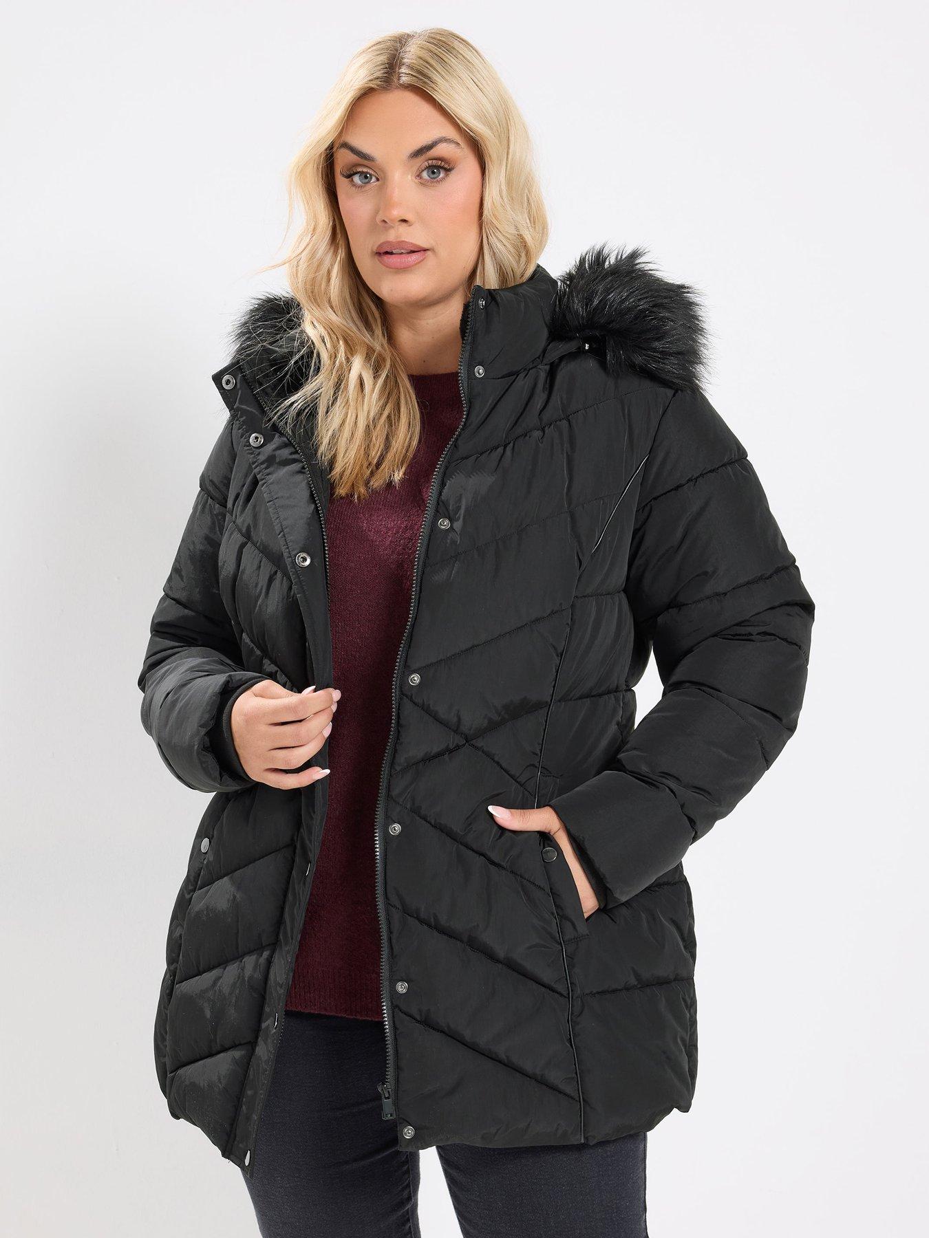 Image 1 of 4 of Yours Curve Short Padded Coat - Black