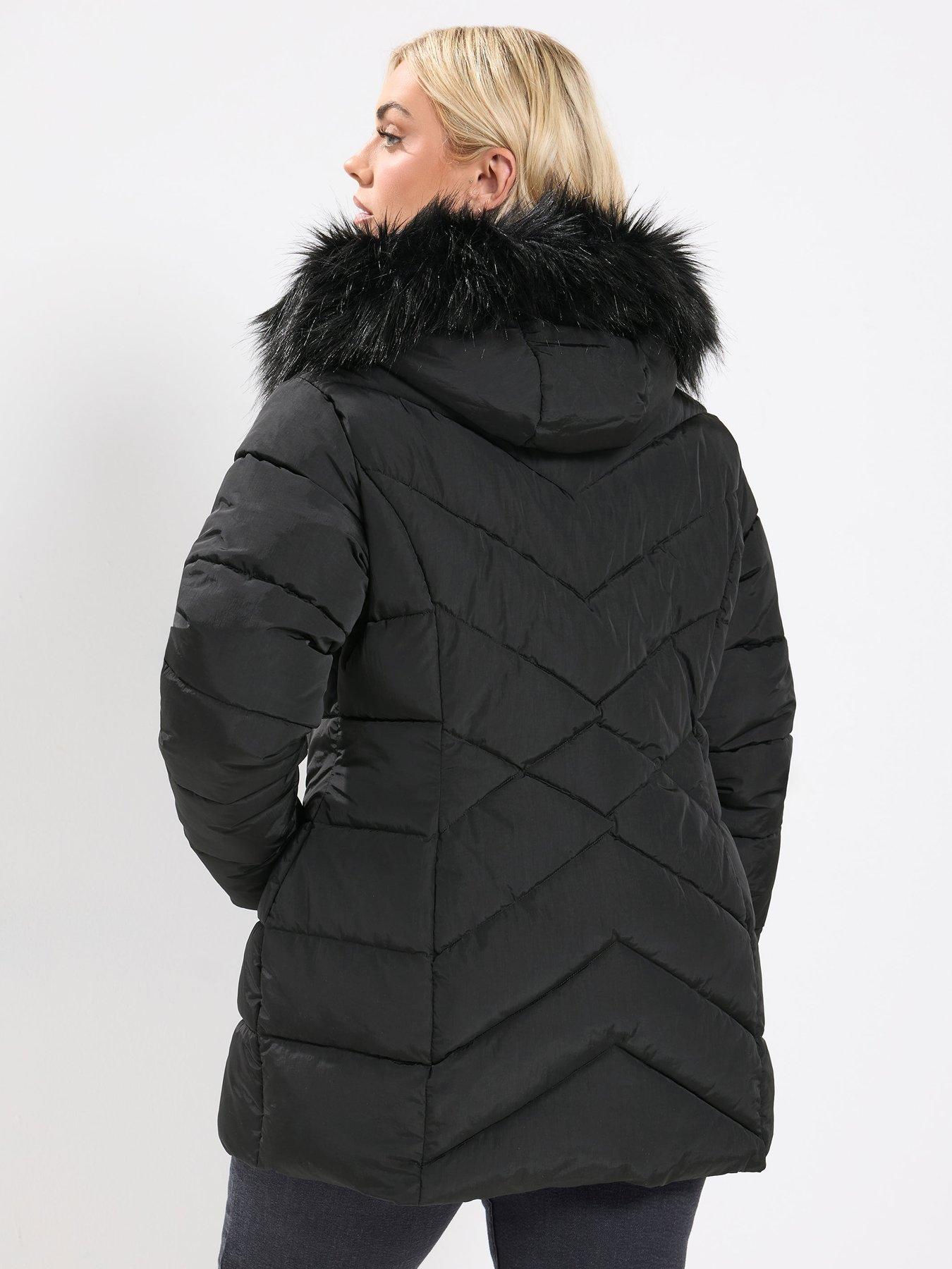 Image 2 of 4 of Yours Curve Short Padded Coat - Black