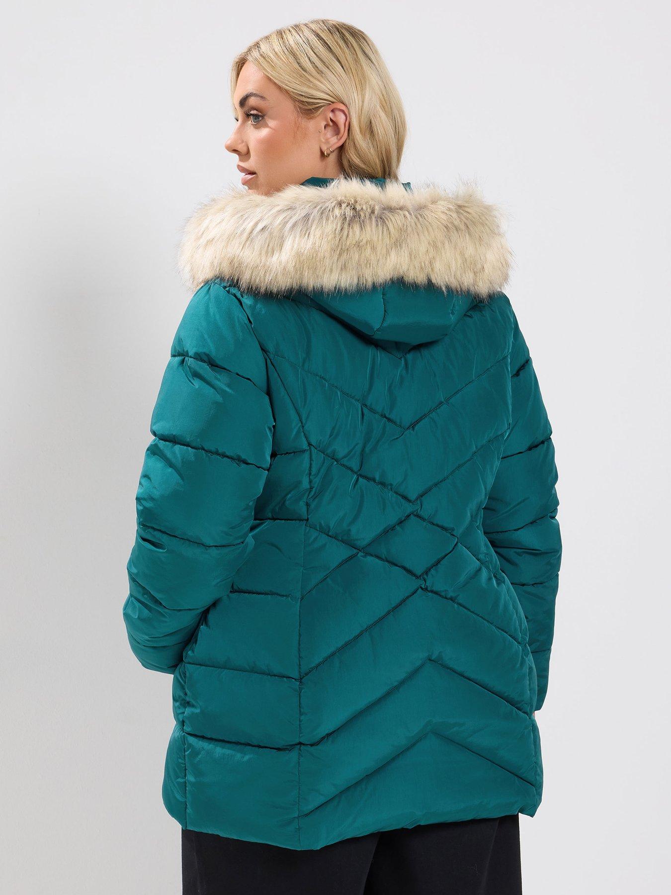 Image 2 of 4 of Yours Curve Short Padded Coat - Green