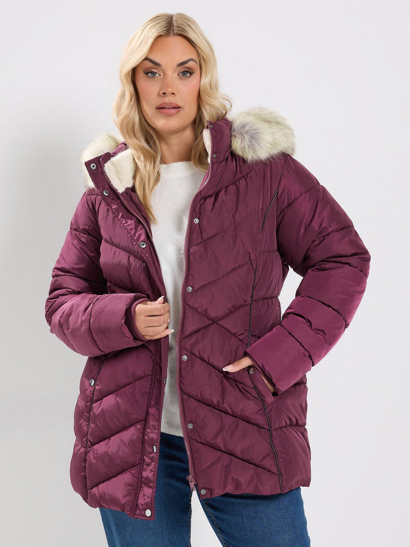 Image 1 of 4 of Yours Curve Short Padded Coat - Red