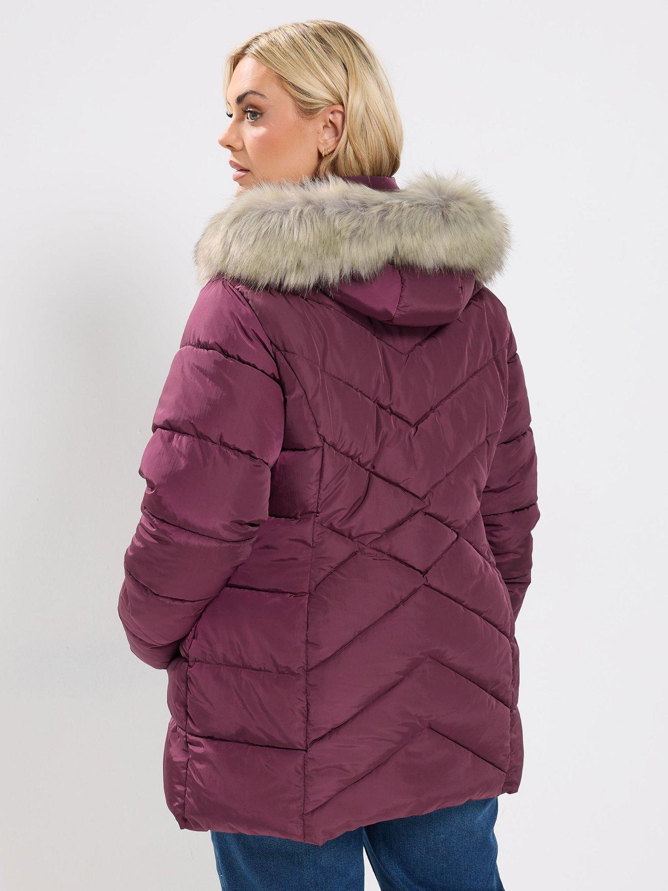 Image 2 of 4 of Yours Curve Short Padded Coat - Red