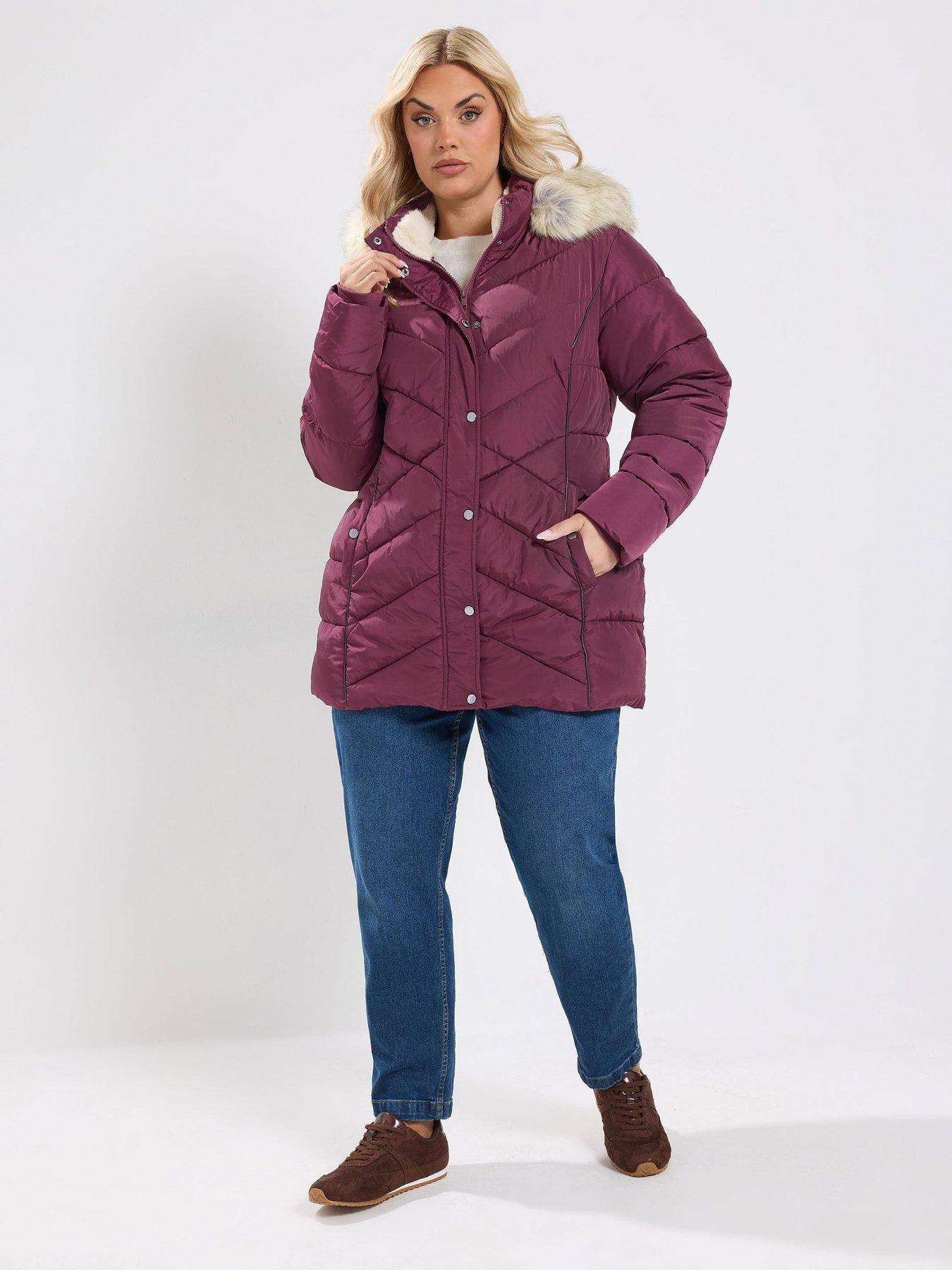 Image 3 of 4 of Yours Curve Short Padded Coat - Red