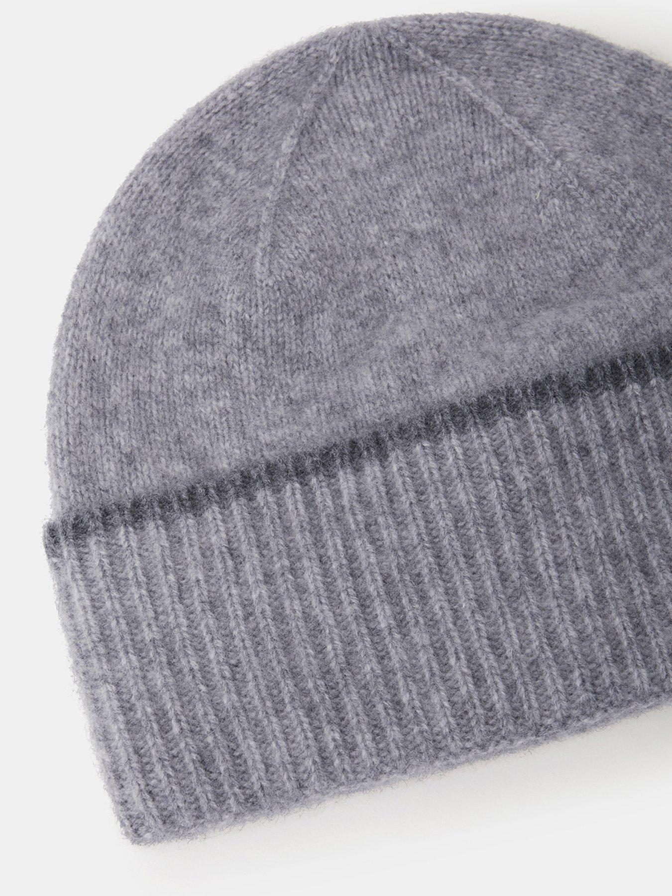 Image 2 of 2 of Accessorize Womens Cashmere-Blend Ribbed Turn-Up Beanie - Grey