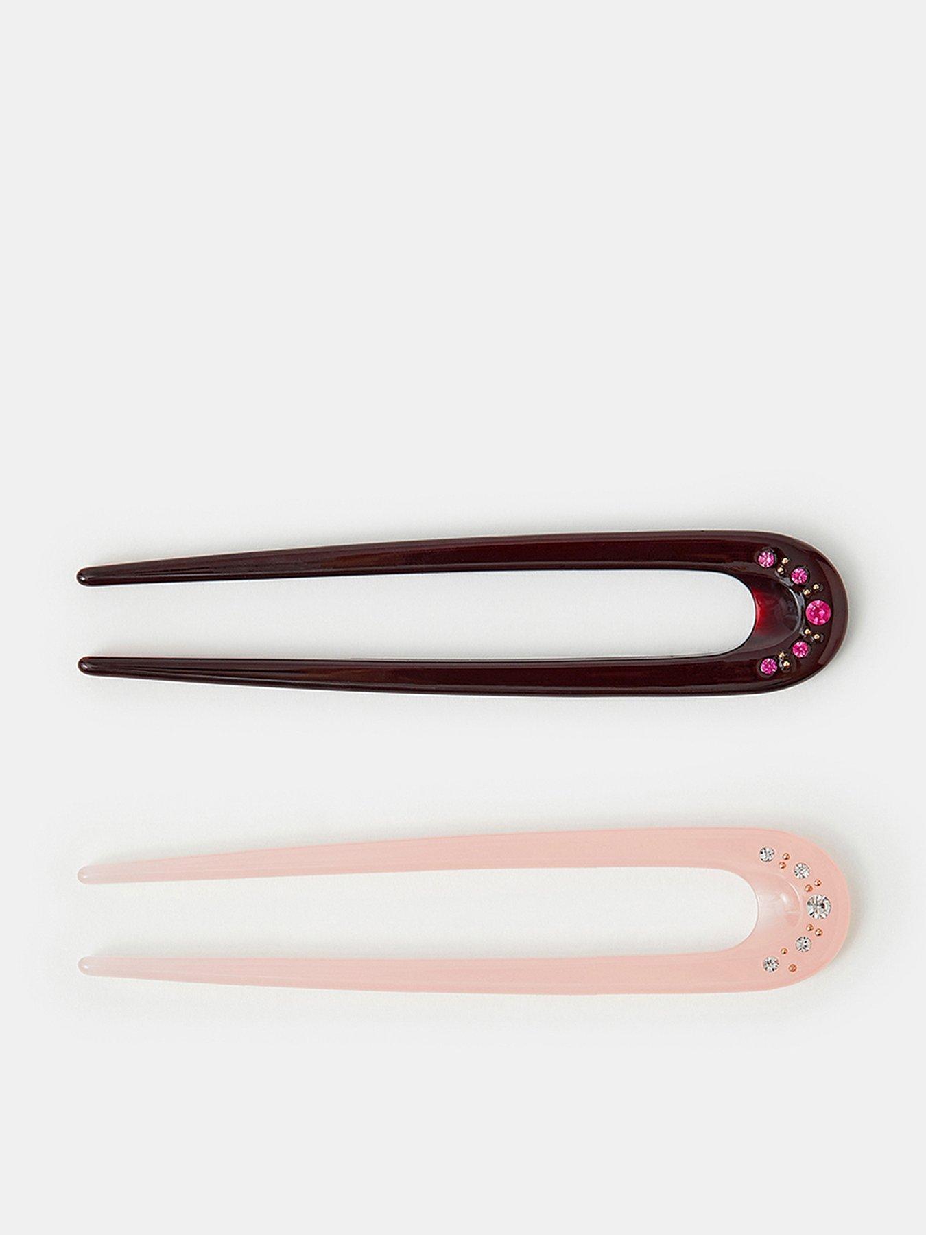 Accessorize 2 Pack Sparkle French Hair Pin Set - Red