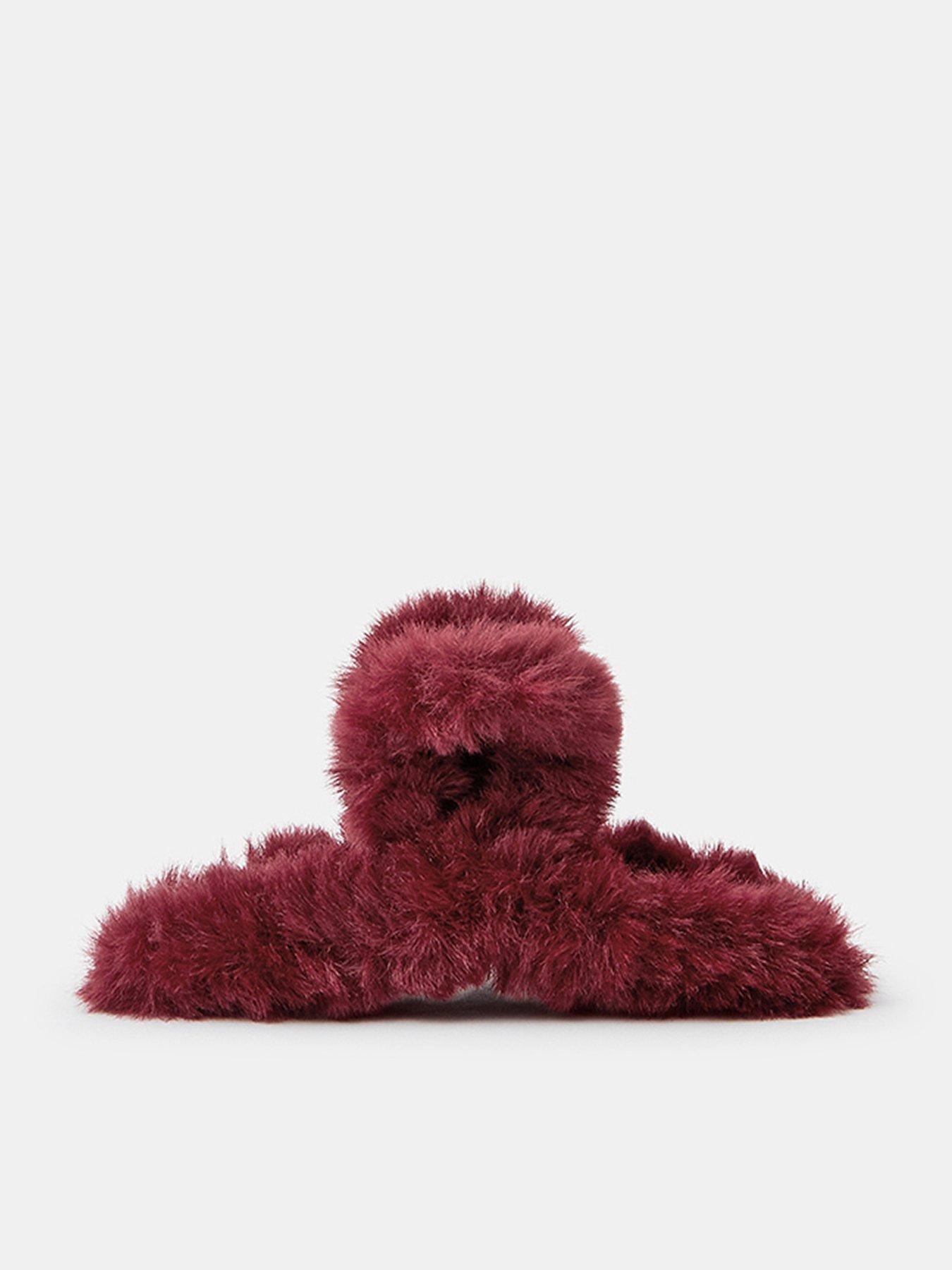 Accessorize Faux Fur Hair Claw Clip - Red