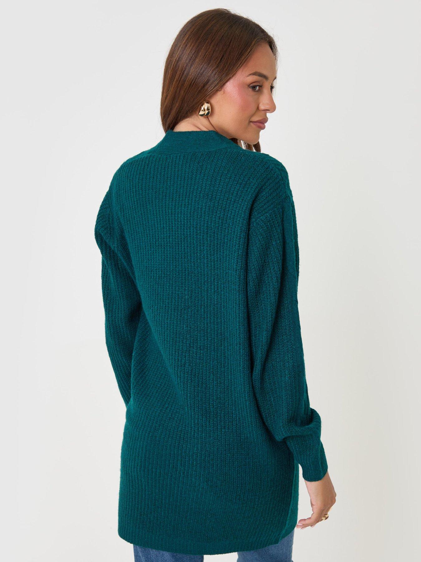 Image 2 of 4 of Threadbare Cable Knit Open Cardigan In Teal