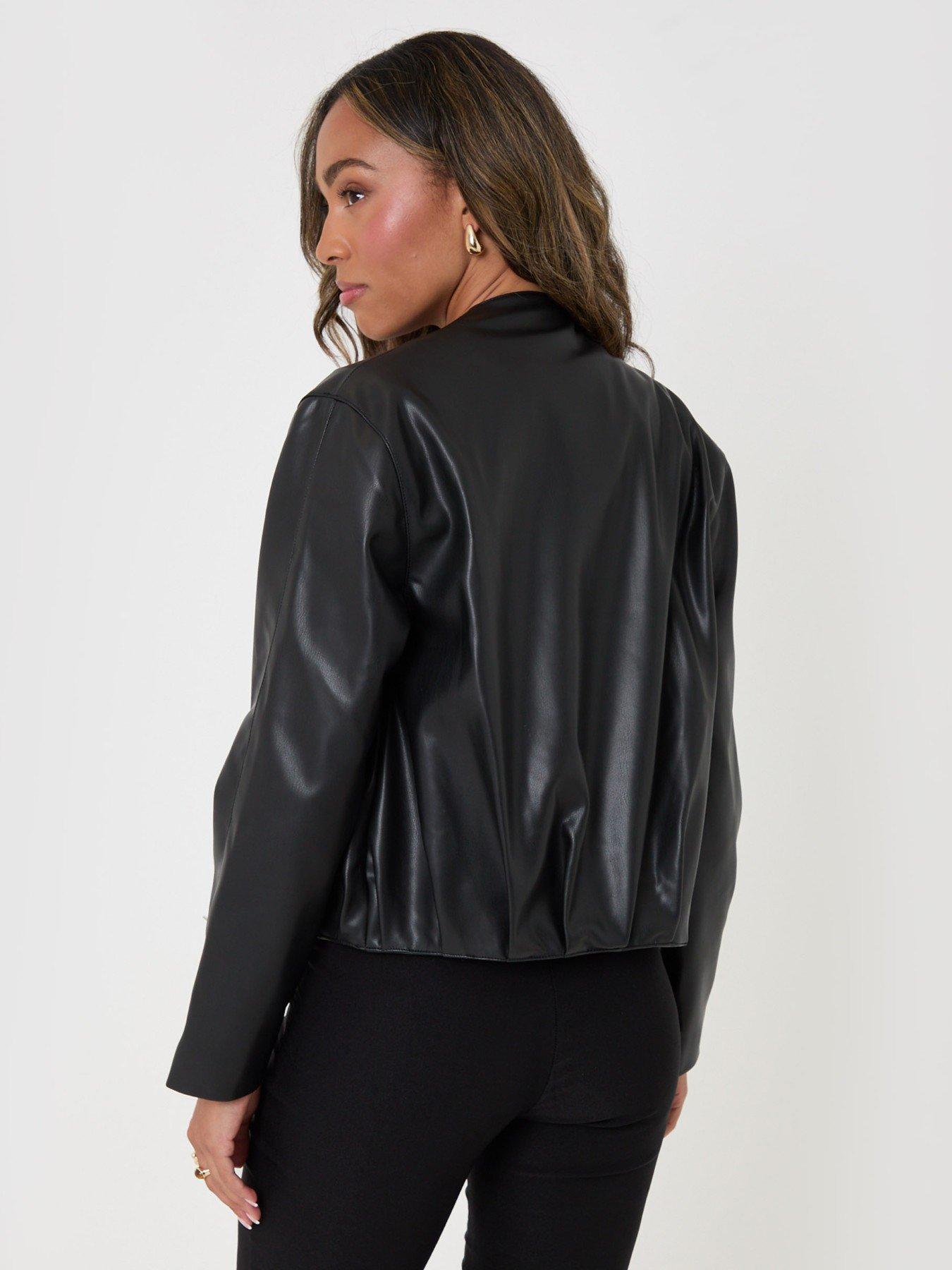 Image 2 of 5 of Threadbare Faux Leather Bomber Jacket In Black