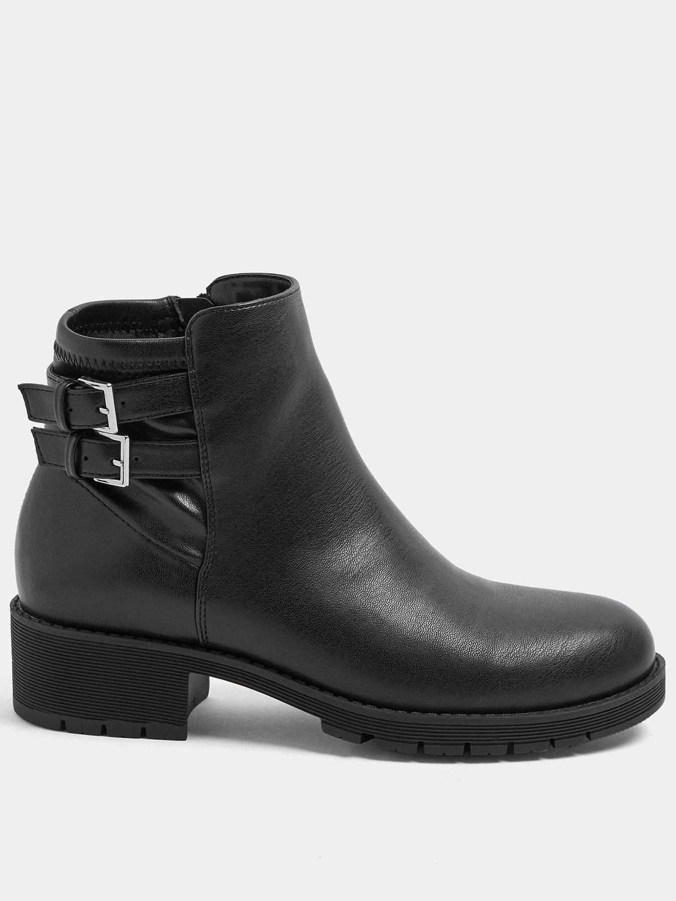 Yours Curve Extra Wide Fit Double Buckle Chelsea Boot - Black