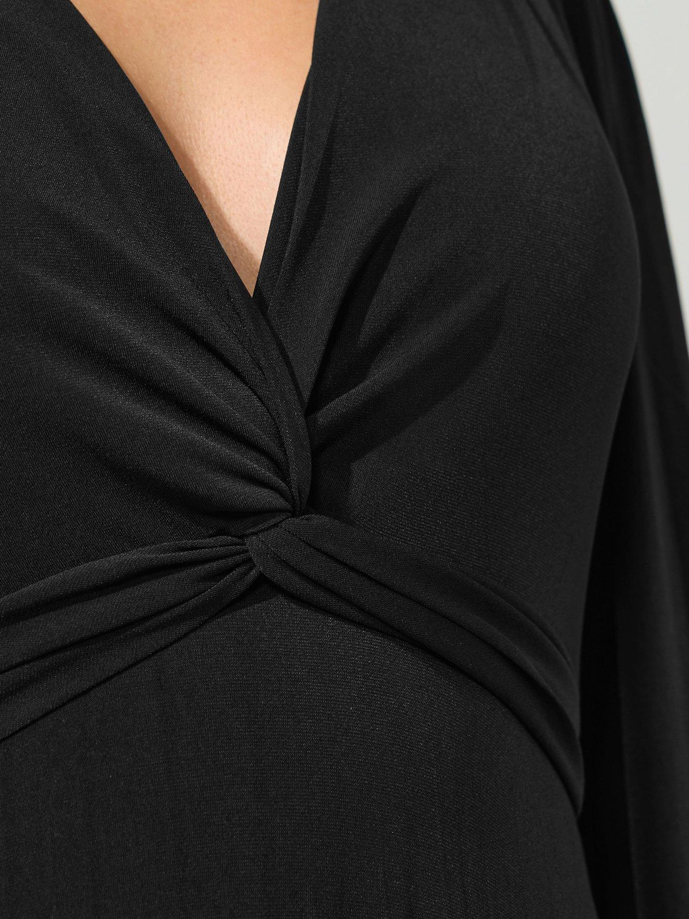 Image 4 of 4 of Yours Curve Knot Long Sleeve Maxi Dress