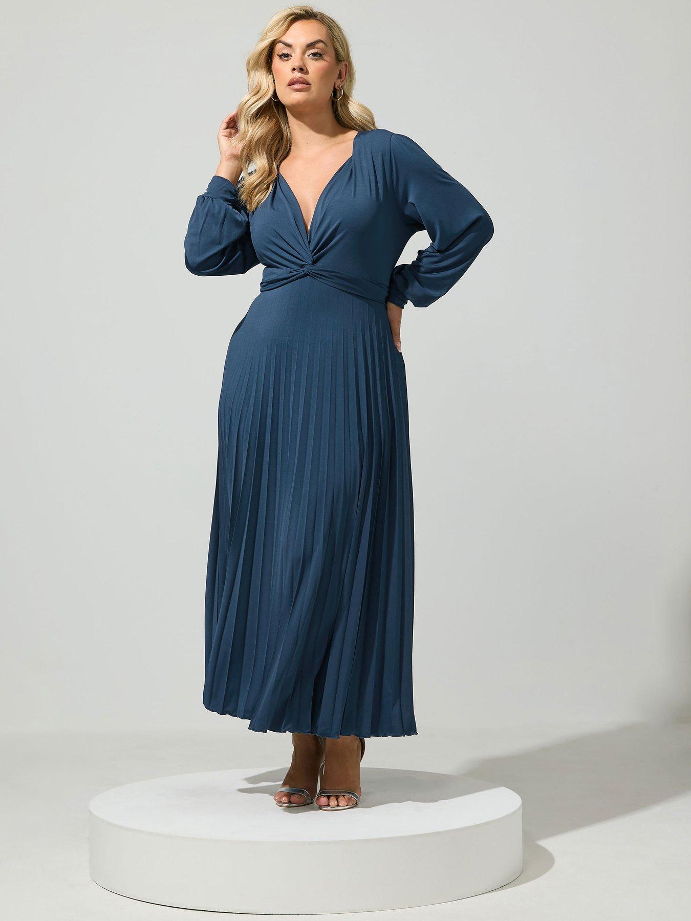 Image 1 of 4 of Yours Curve Knot Long Sleeve Maxi Dress