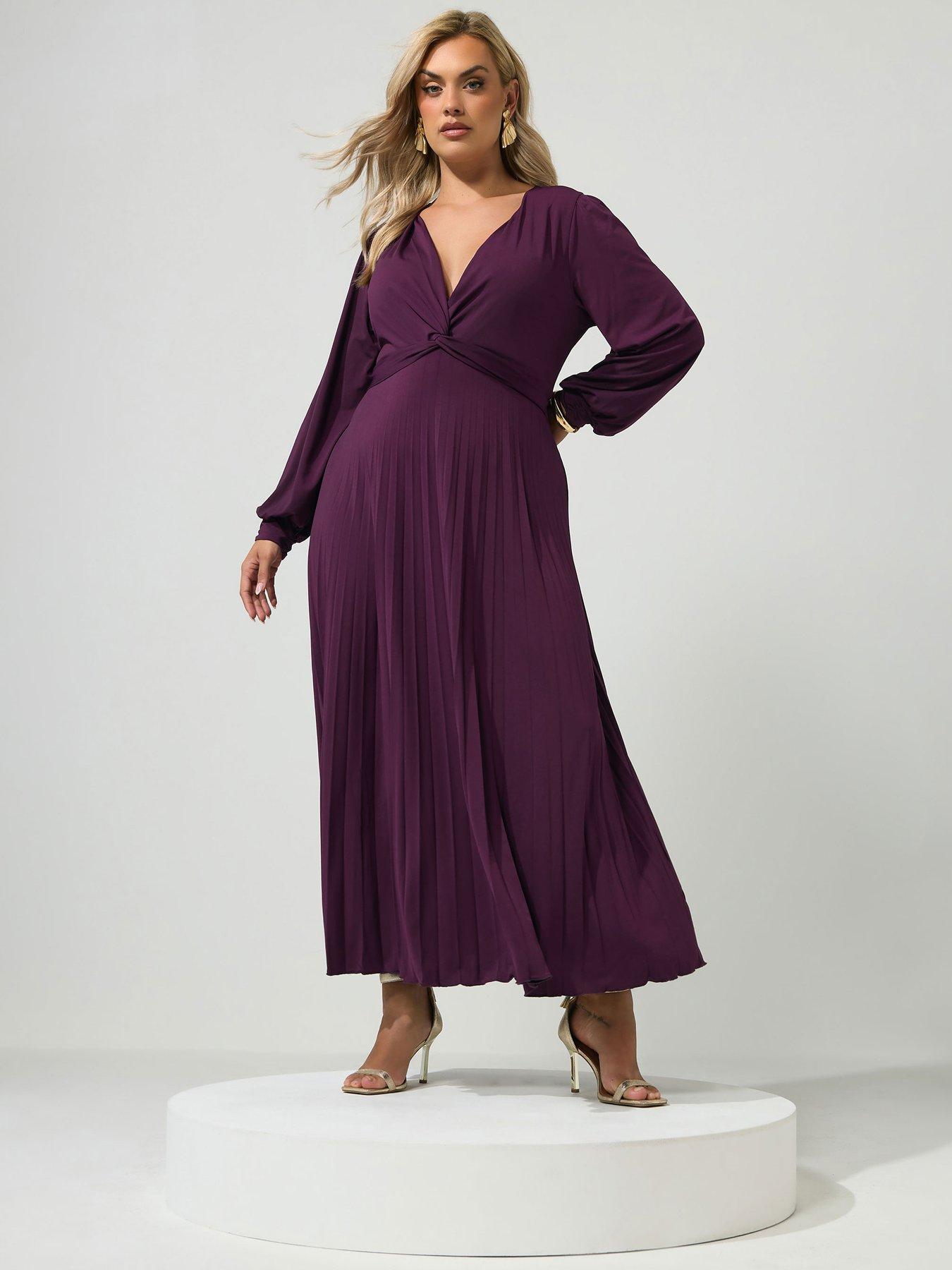 Image 1 of 4 of Yours Curve Knot Long Sleeve Maxi Dress