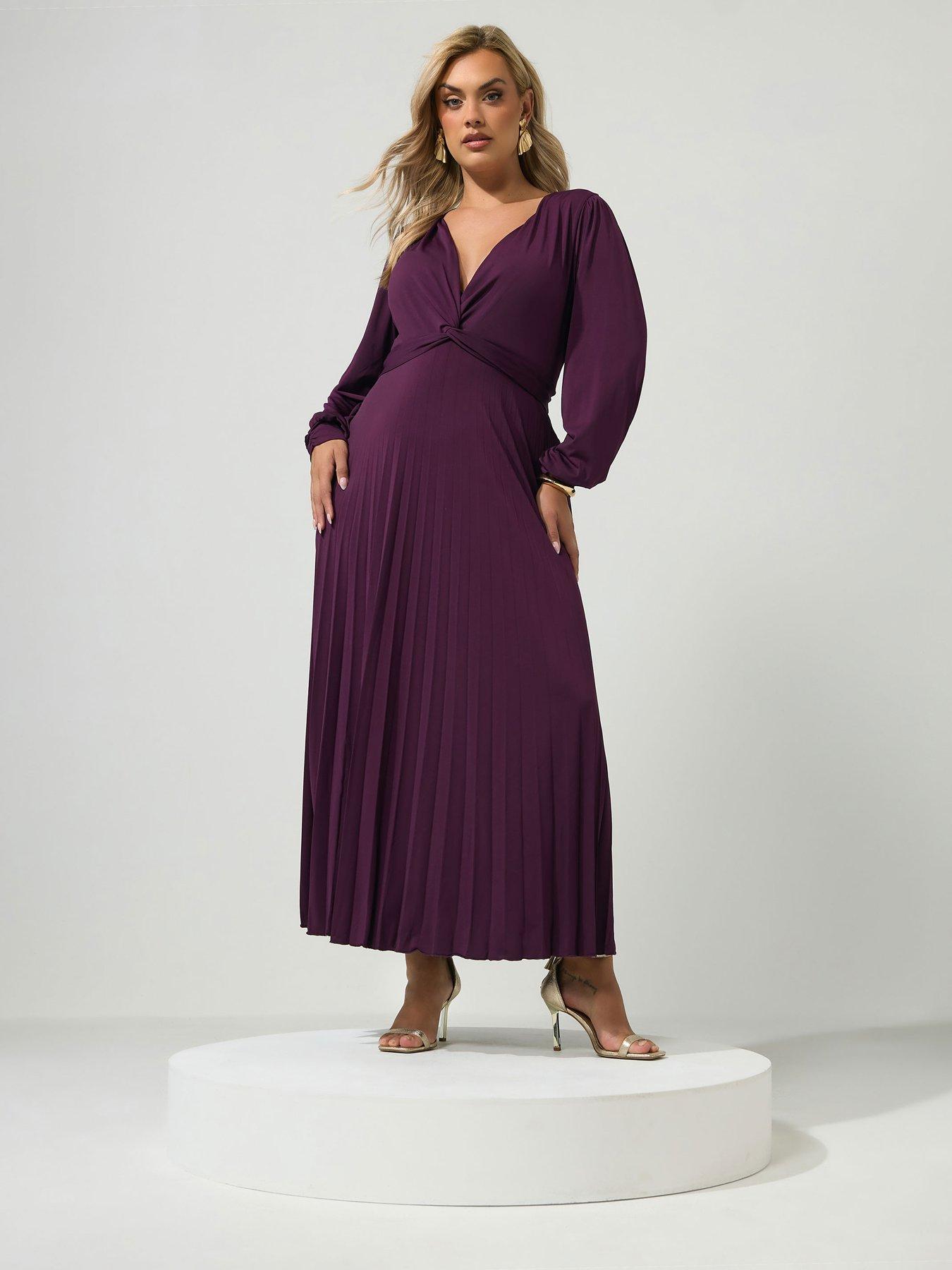 Image 3 of 4 of Yours Curve Knot Long Sleeve Maxi Dress