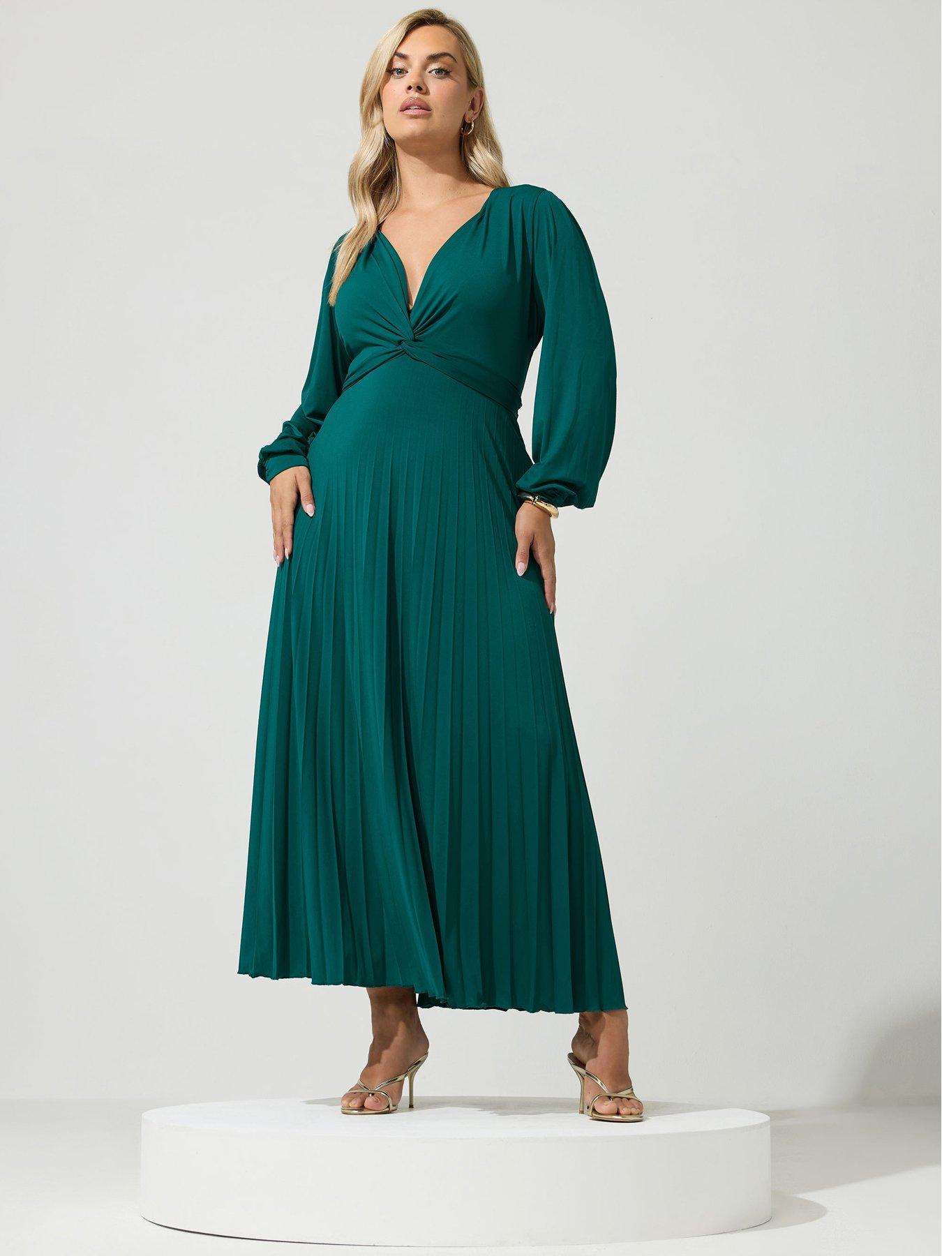 Image 1 of 4 of Yours Curve Knot Long Sleeve Maxi Dress