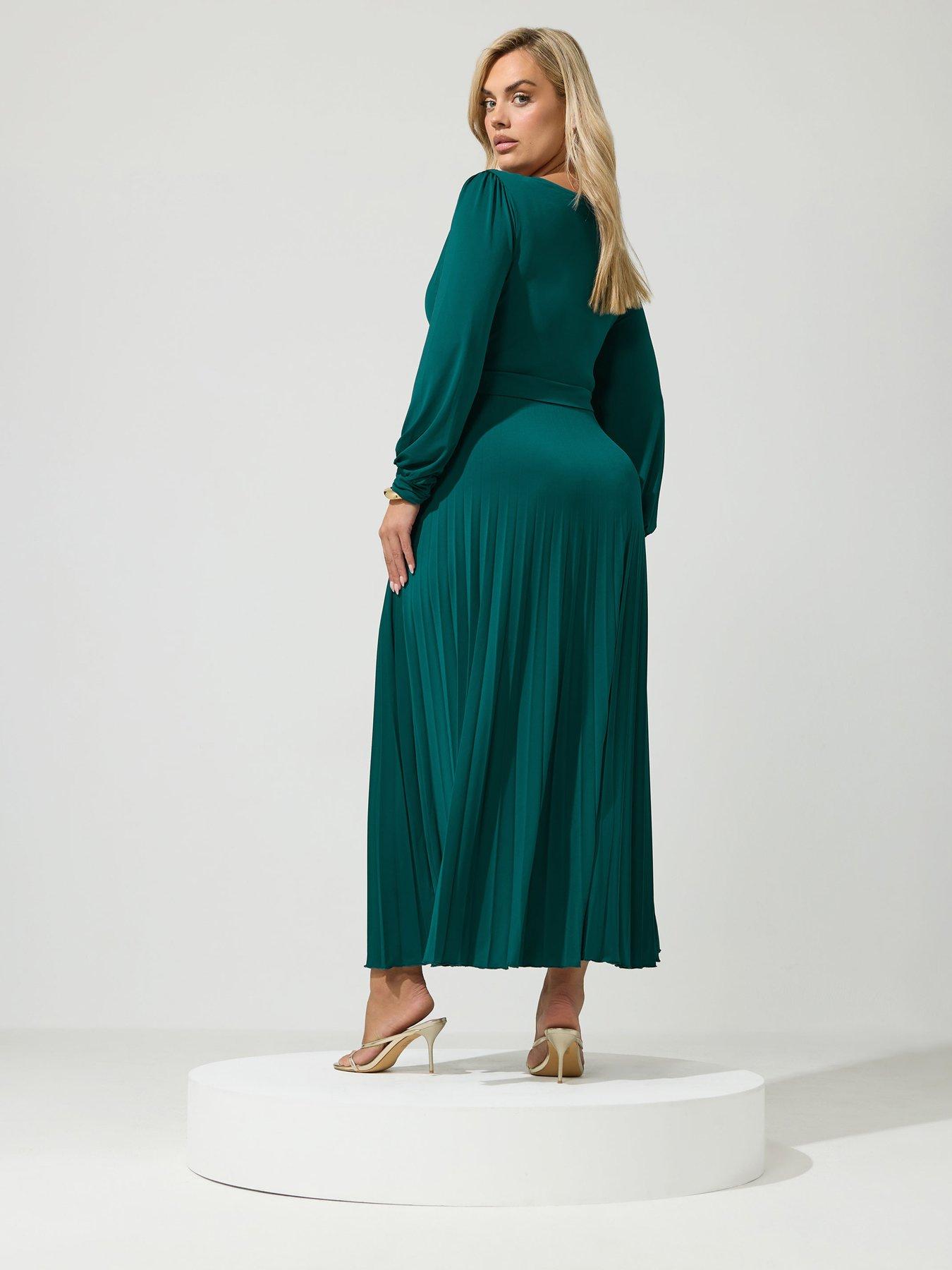 Image 2 of 4 of Yours Curve Knot Long Sleeve Maxi Dress
