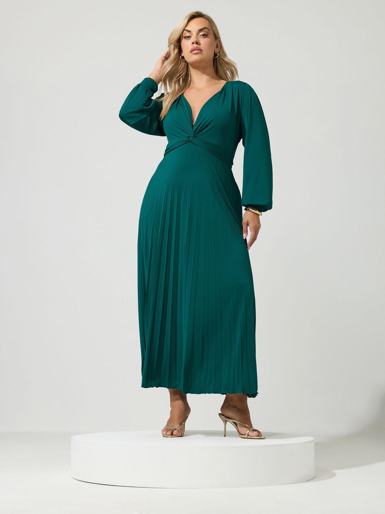 Image 3 of 4 of Yours Curve Knot Long Sleeve Maxi Dress