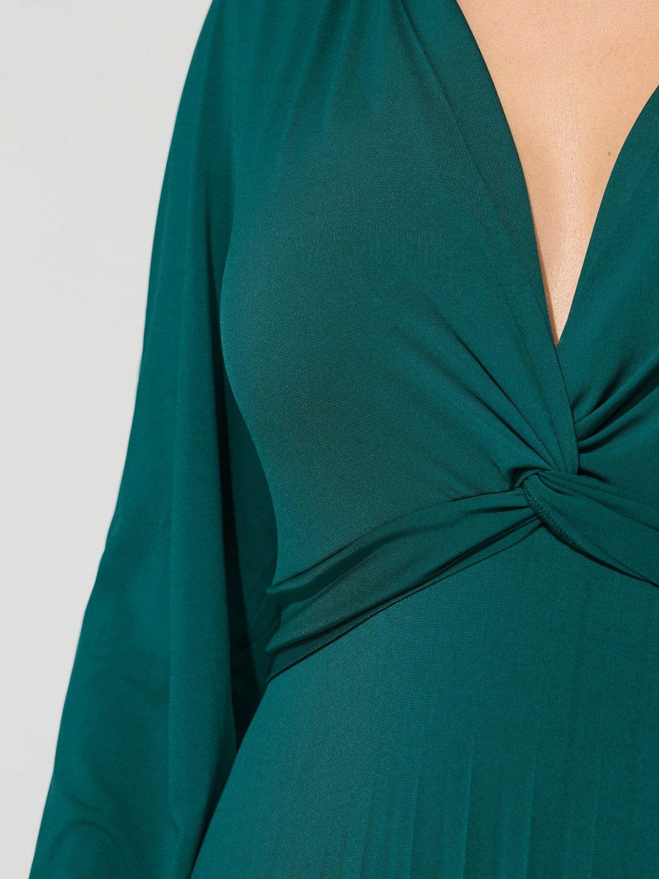 Image 4 of 4 of Yours Curve Knot Long Sleeve Maxi Dress