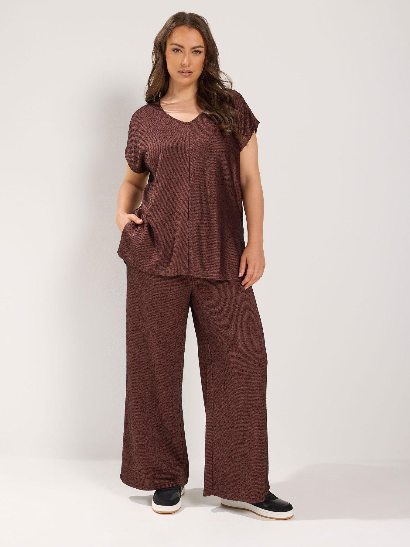 Image 3 of 4 of Yours Curve V Neck Top - Brown