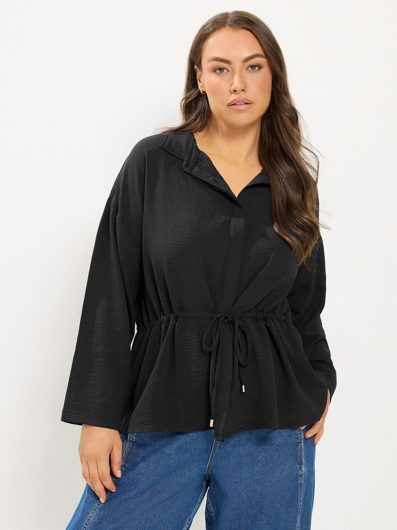 Yours Curve Tie Waist Utility Top - Black