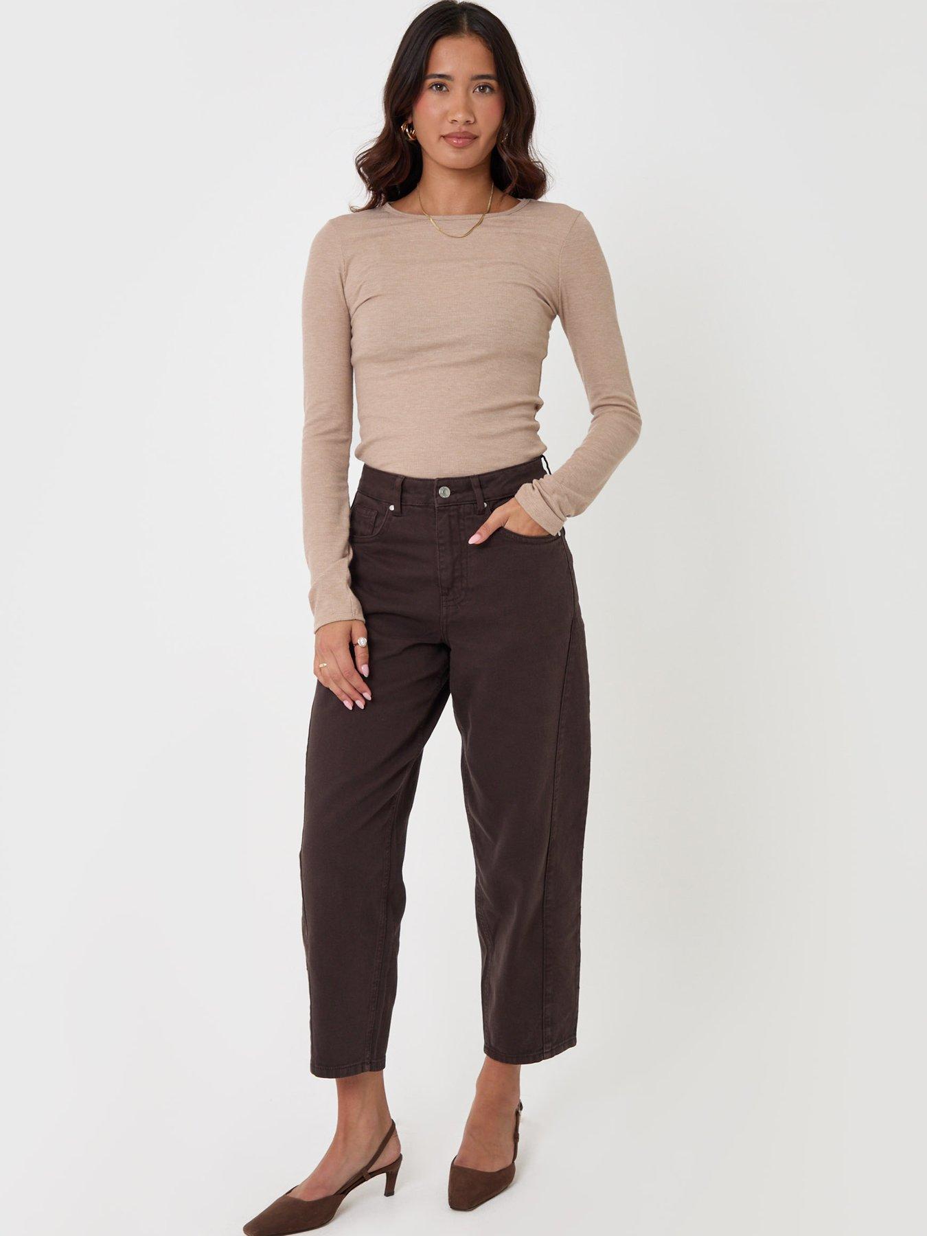 Image 1 of 5 of Threadbare Womens Barrel Leg Jeans - Brown